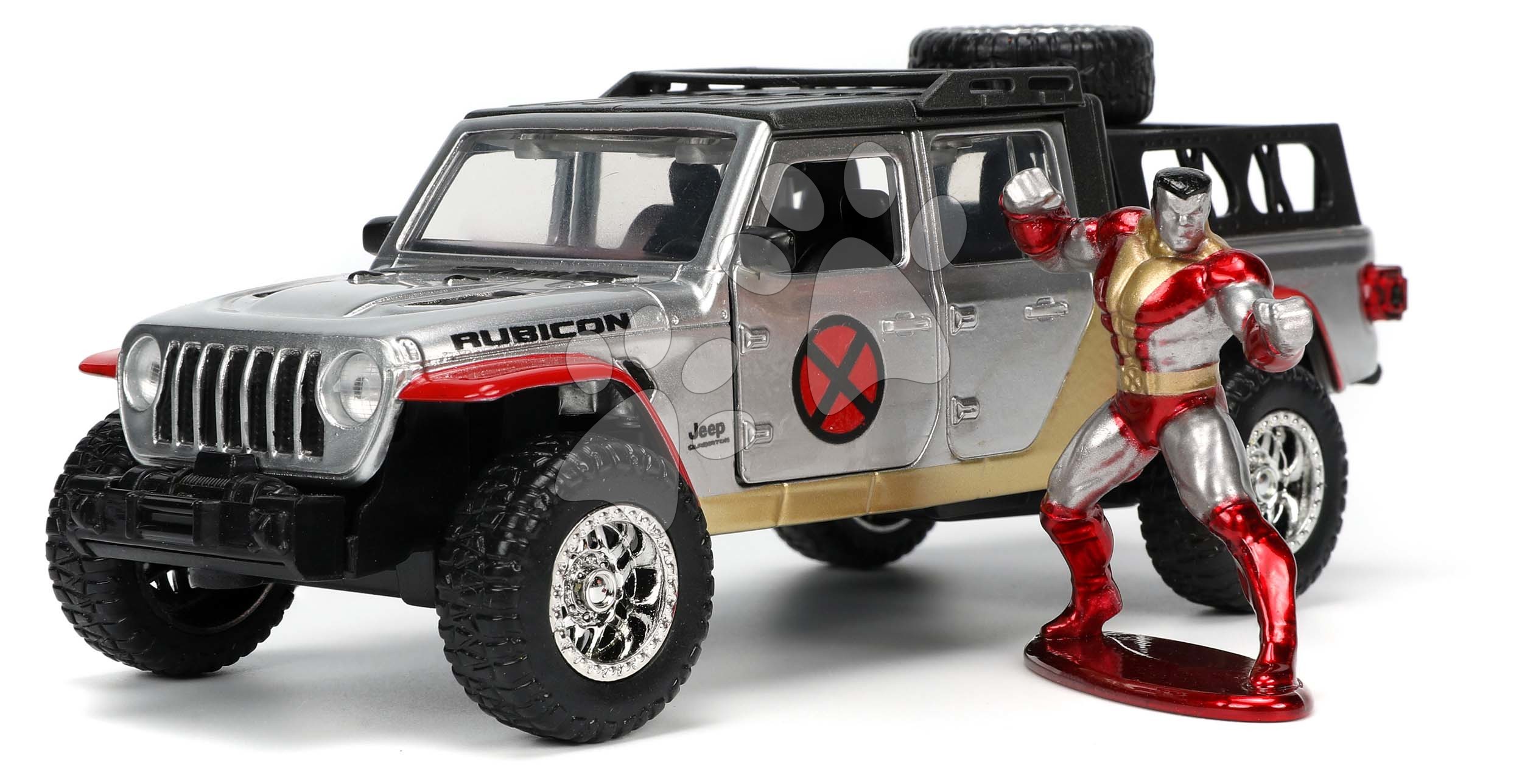 Kisautó Marvel X-Men Jeep Gladiator Jada fém nyitható ajtókkal és Colossus figurával hossza 14 cm 1:32