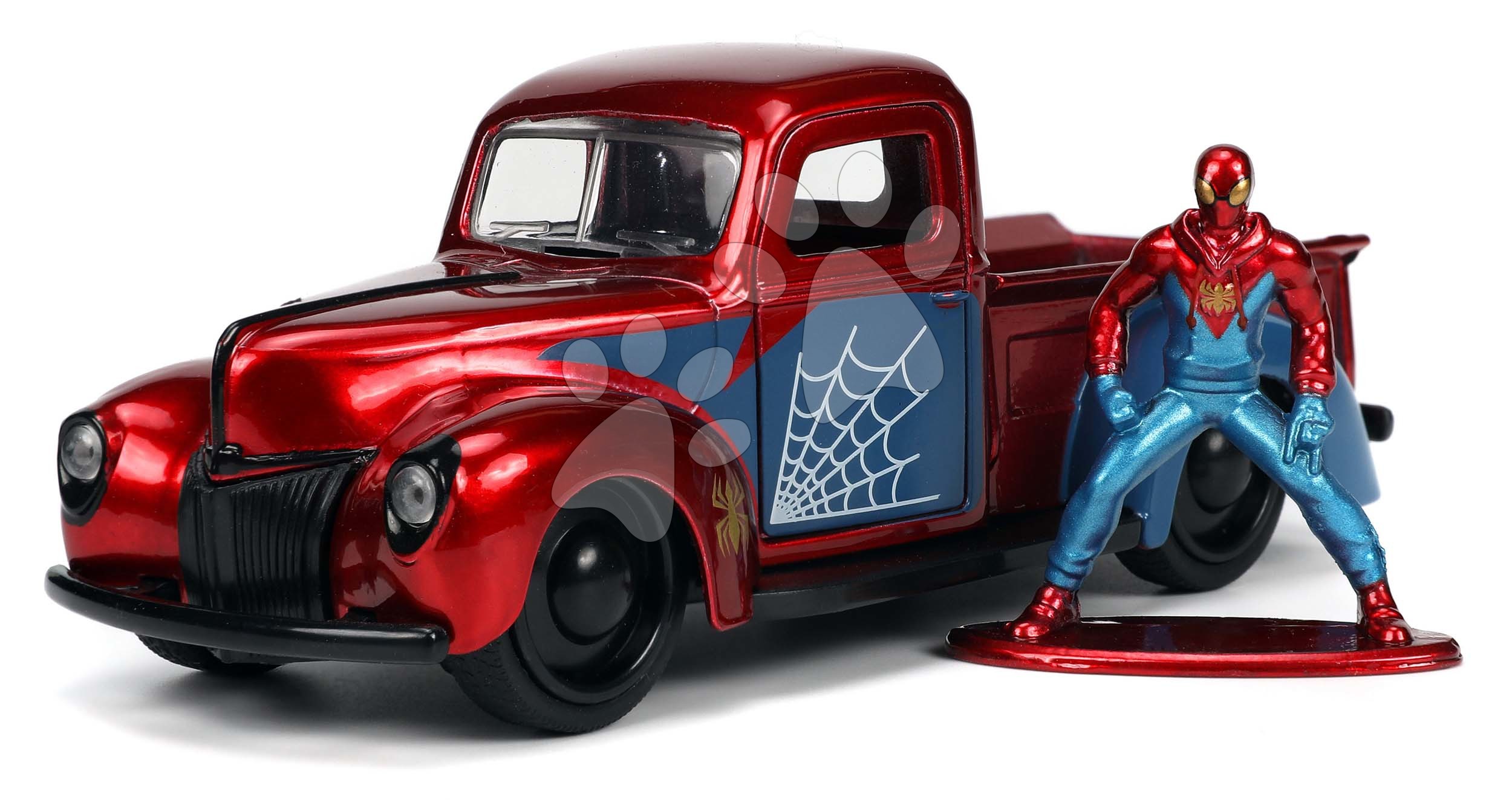 Autíčko Marvel Ford Pick Up 1941 Jada kovové s otevíratelnými dveřmi a figurkou Spiderman délka 14 cm 1:32