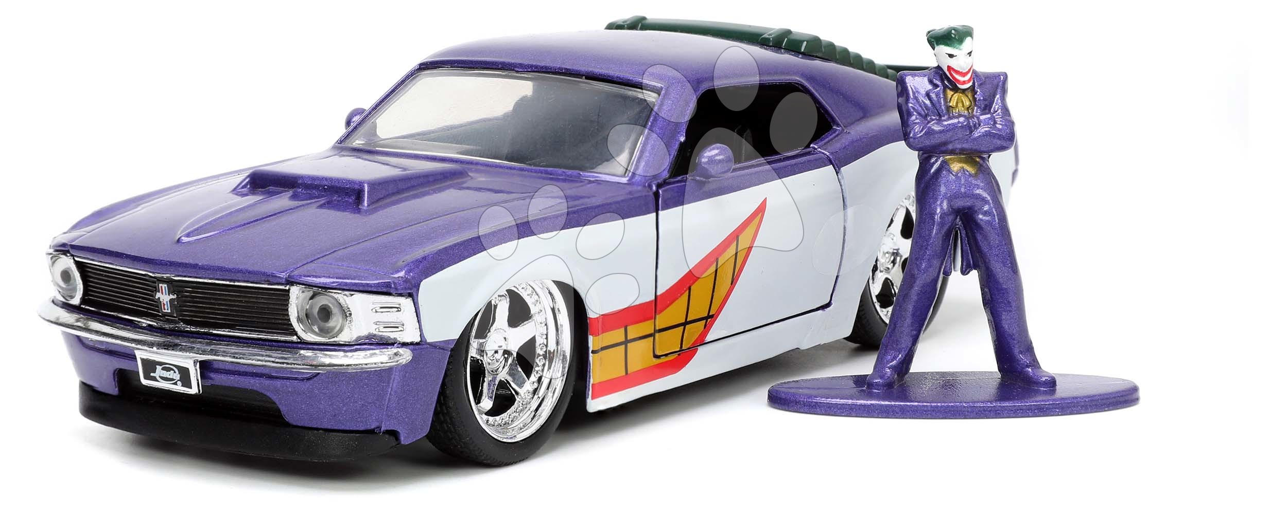 Autíčko DC Ford Mustang Jada kovové s otevíracími dveřmi a figurkou Joker délka 12,8 cm 1:32