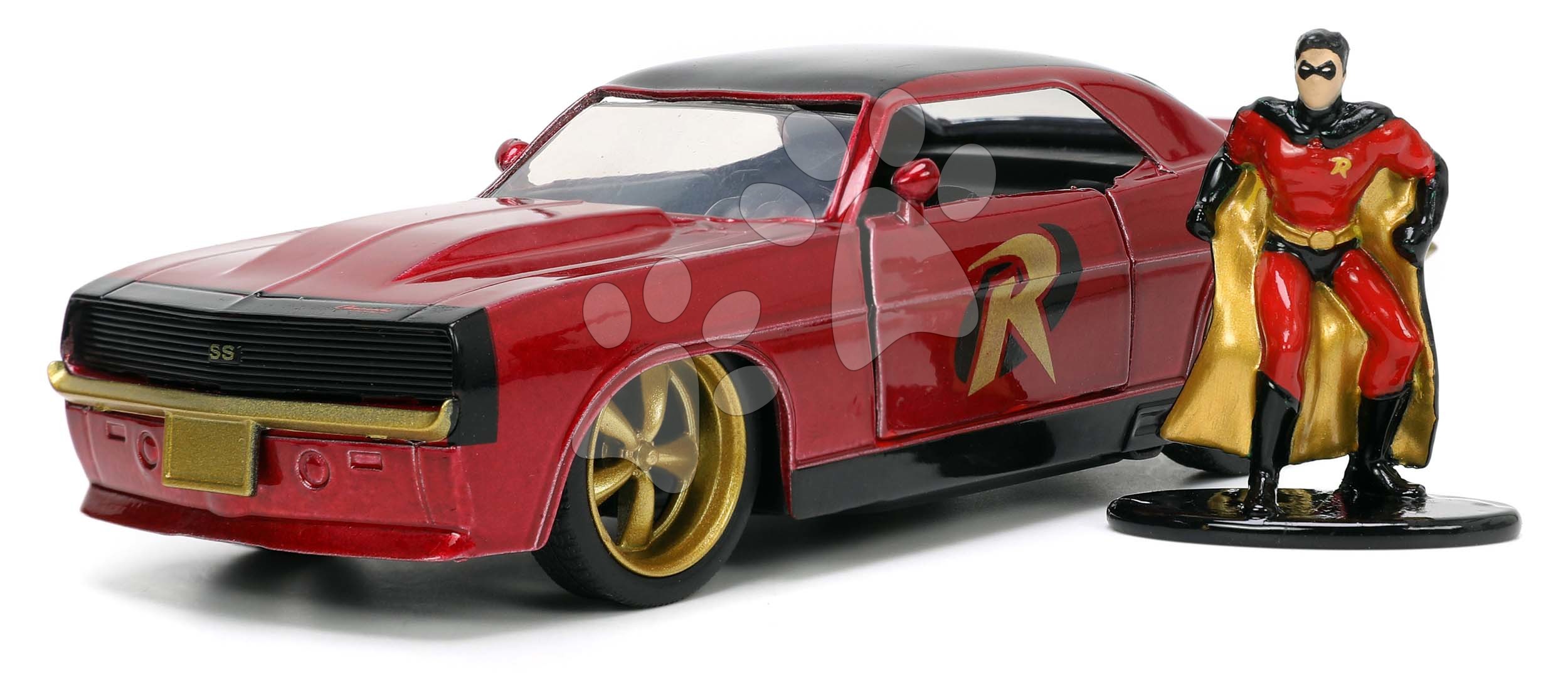 Kisautó DC Chevy Camaro 1969 Jada fém nyitható ajtókkal és Robin figurával hossza 13 cm 1:32