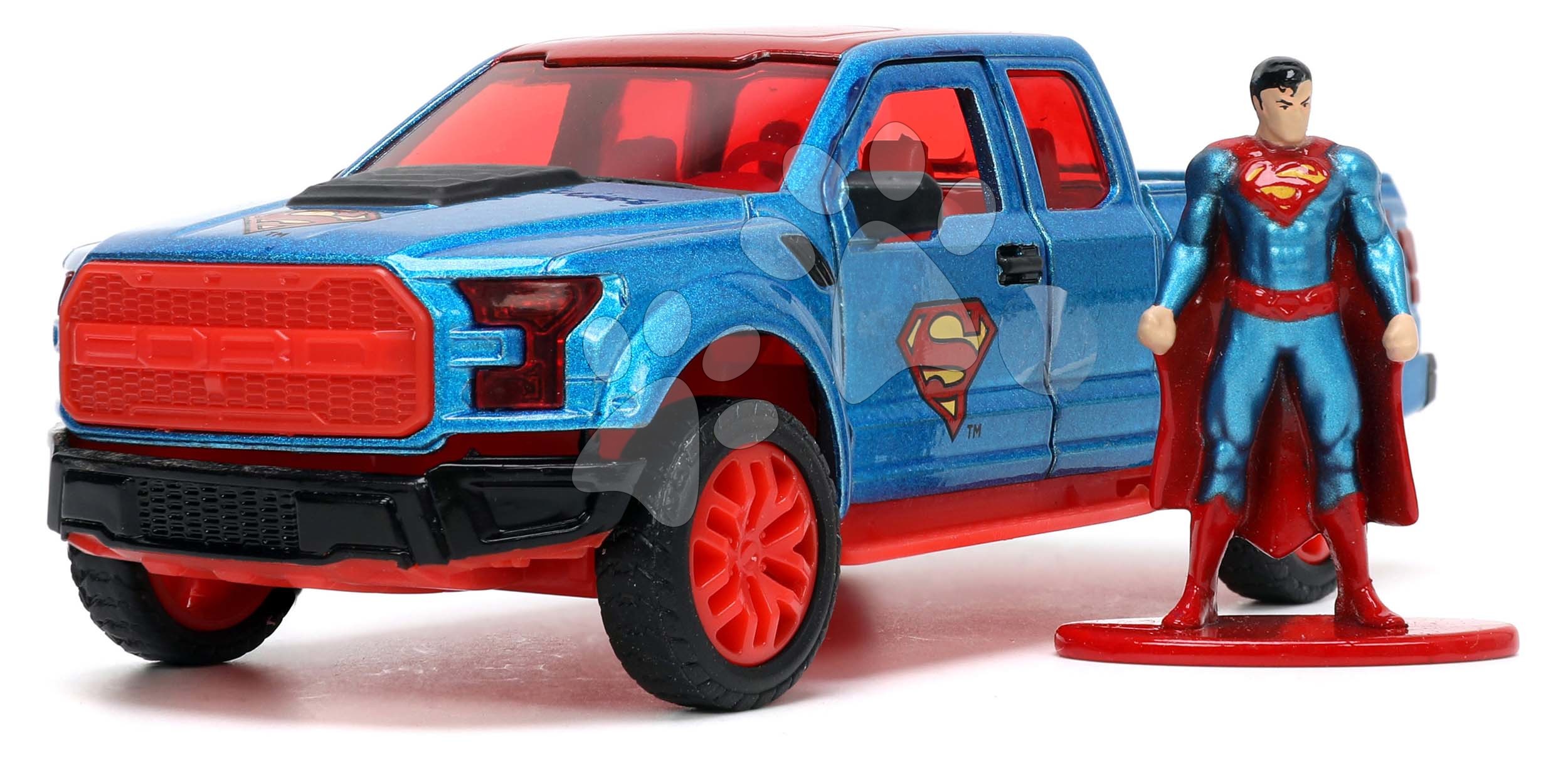 Kisautó DC Ford F 150 Raptor 2017 Jada fém nyitható ajtókkal és Superman figurával hossza 13 cm 1:32