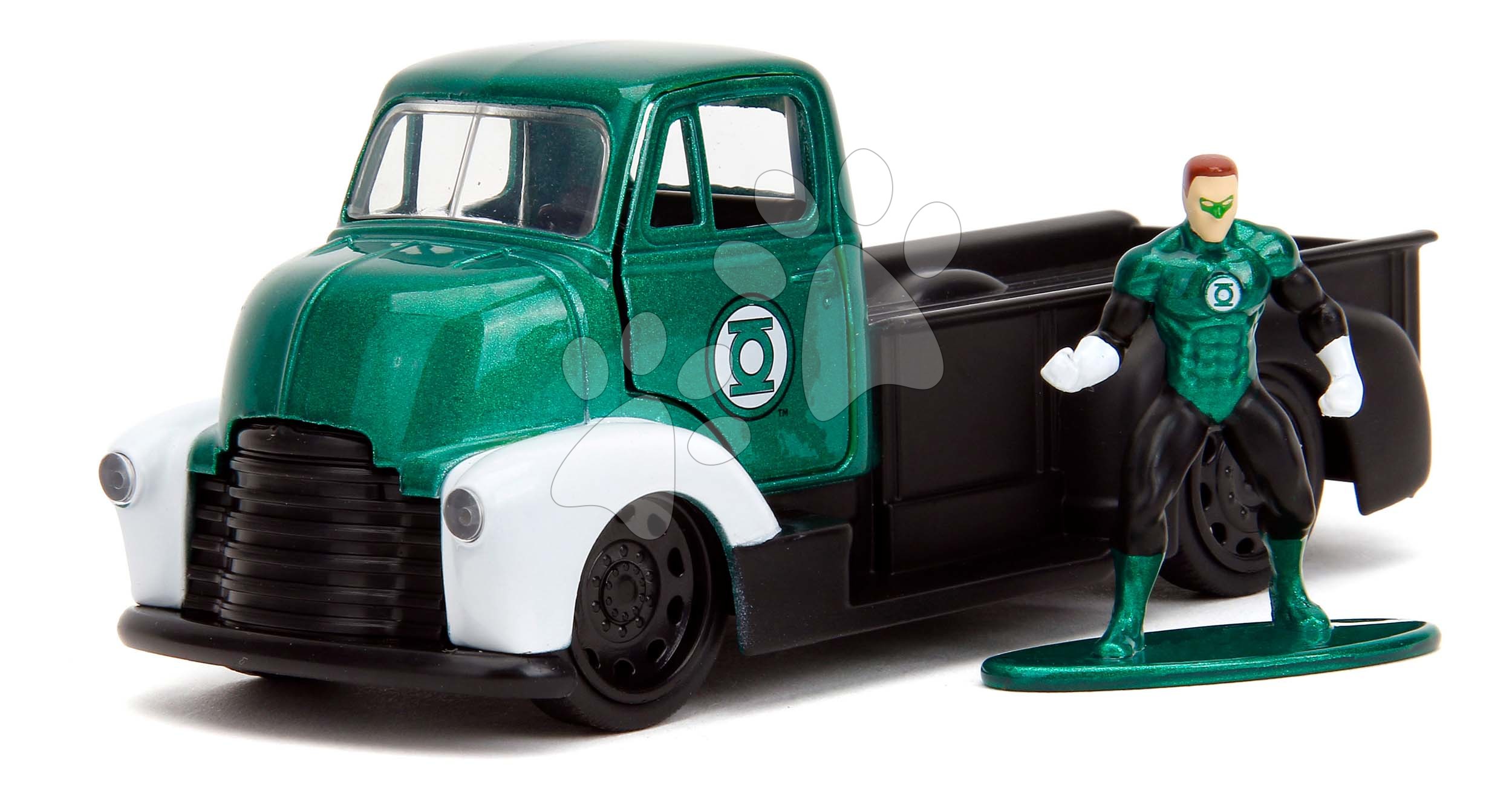 Kisautó Chevy COE 1952 DC Jada fém nyitható ajtókkal és Green Lantern figura hossza 20,5 cm 1:32  JA3253015