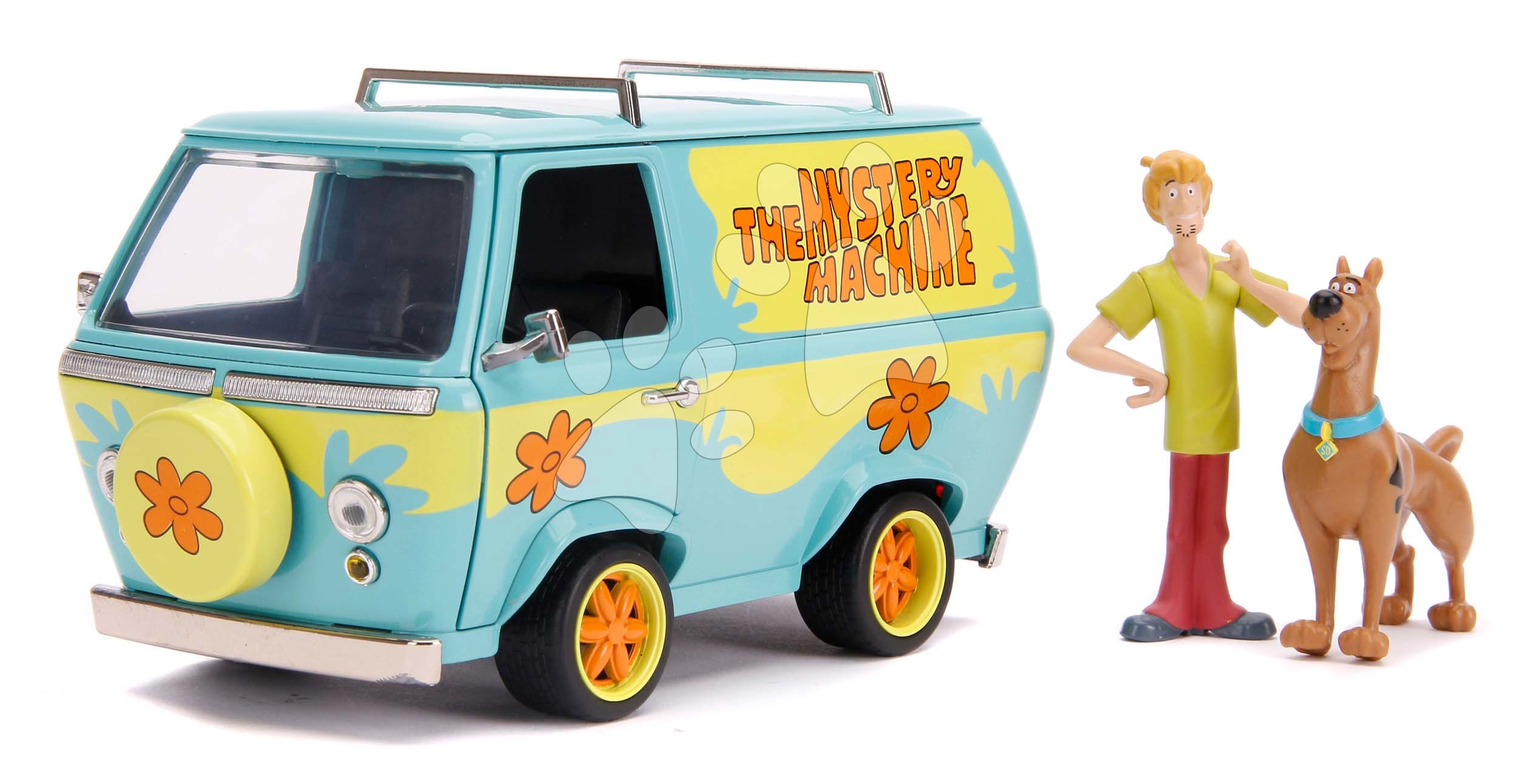 Autíčko Scooby-Doo Mystery Van Jada kovové s otvárateľnými dverami a 2 figúrkami dĺžka 16 cm 1:24