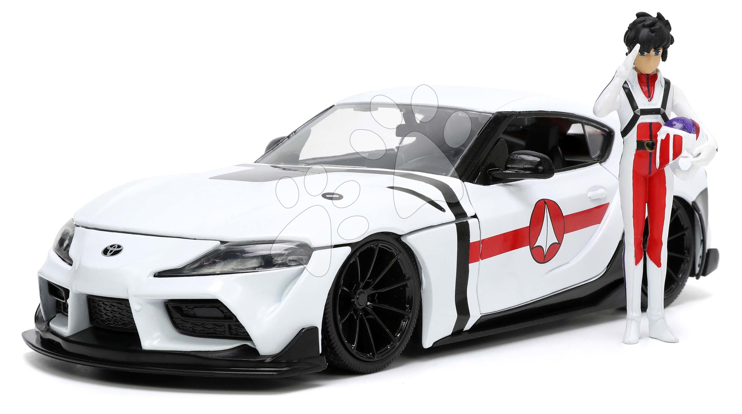 Autíčko Robotech ´20 Toyota Supra Jada kovové s otvárateľnými časťami a figúrkou Rick Hunter dĺžka 20 cm 1:24