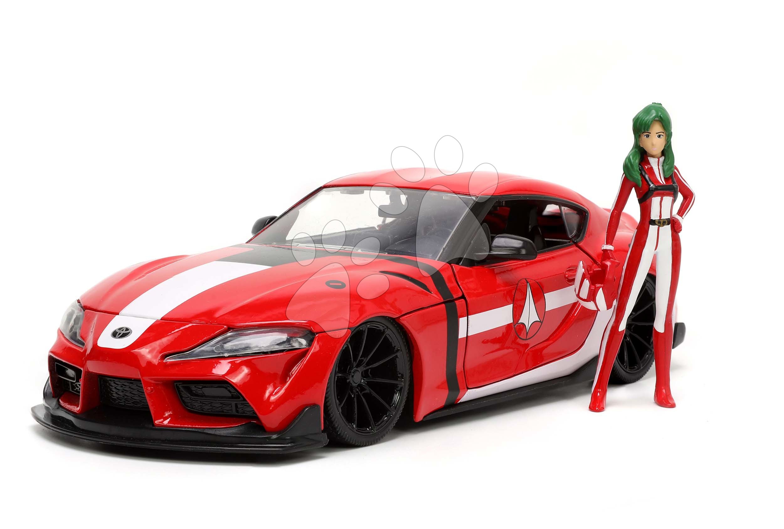 Autíčko Robotech ´20 Toyota Supra Jada kovové s otvárateľnými časťami a figúrkou Miriya Sterling dĺžka 20 cm 1:24