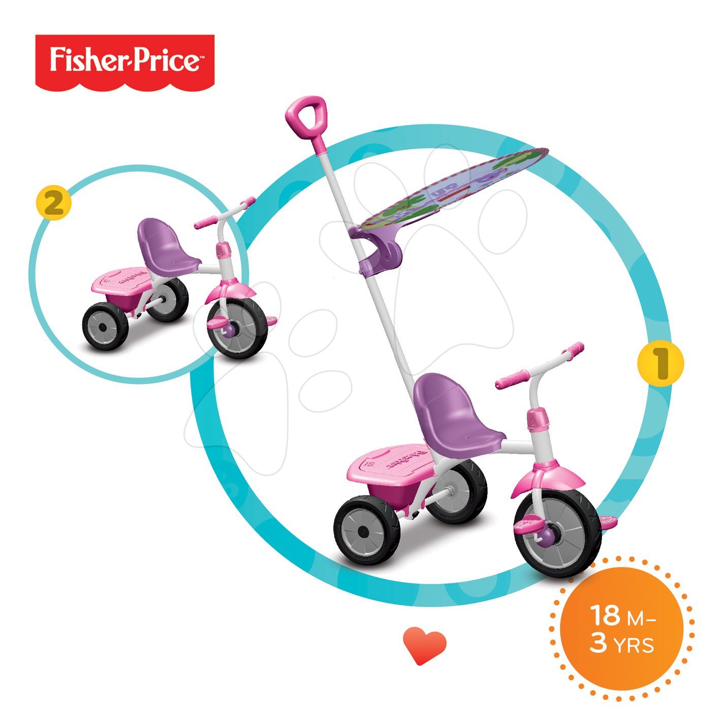 Triciklik 15 hónapos kortól - Tricikli Fisher-Price Glee Plus smarTrike rózsaszín-lila 18 hó-tól