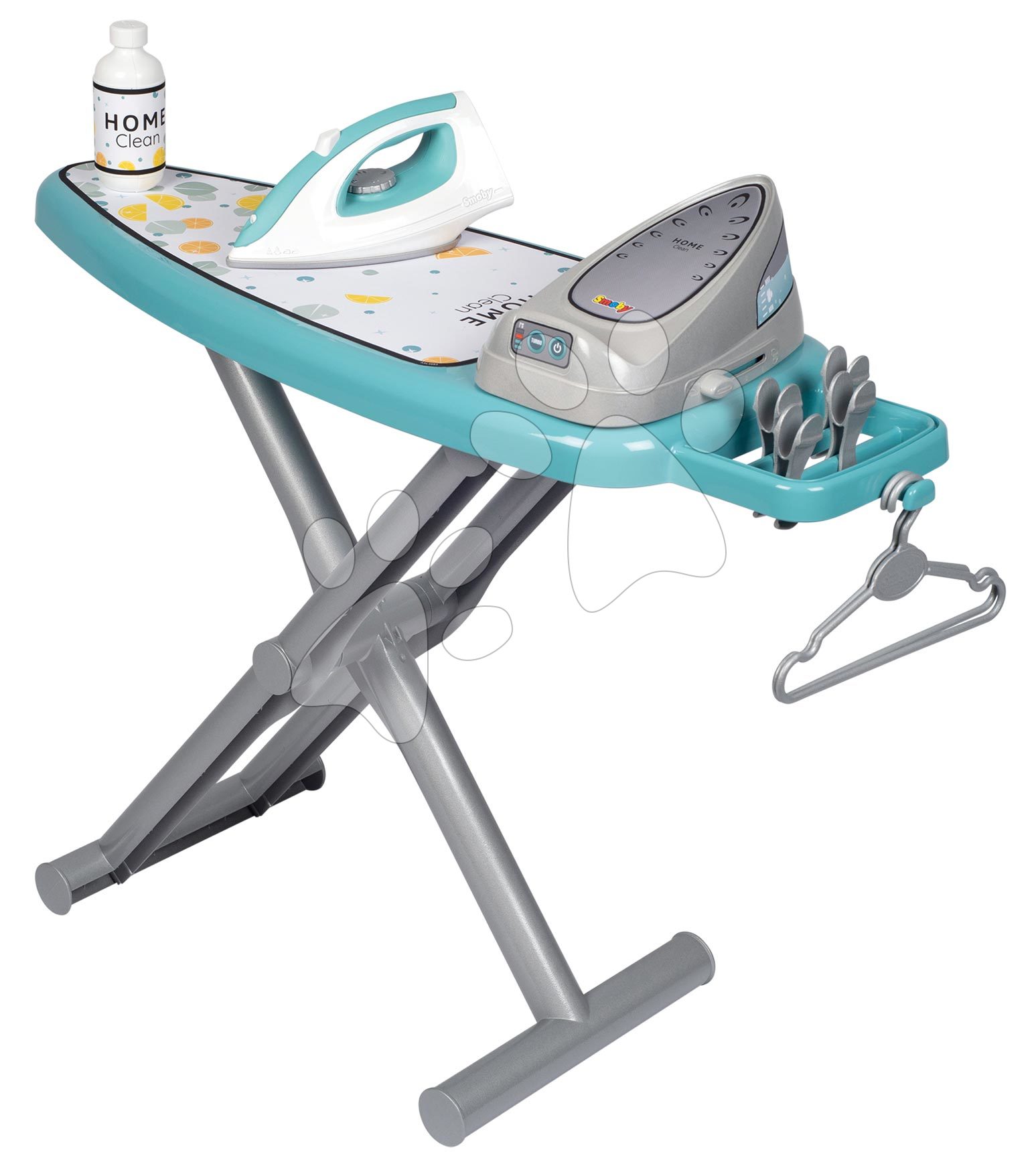 Vasalódeszka vasalóval Ironing Board Steam Iron Smoby fogasokkal 9 kiegészítő