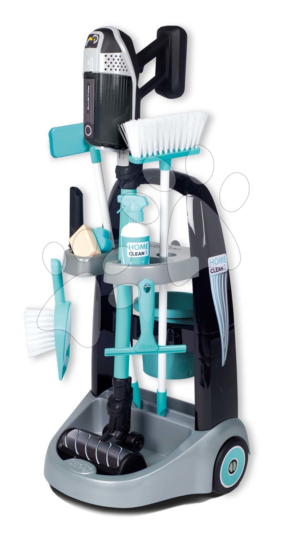 Giochi per le casalinghe - Carrello pulizie con folletto Rowenta Trolley+Vacuum Cleaner Smoby con scopa secchio e 10 accessori
