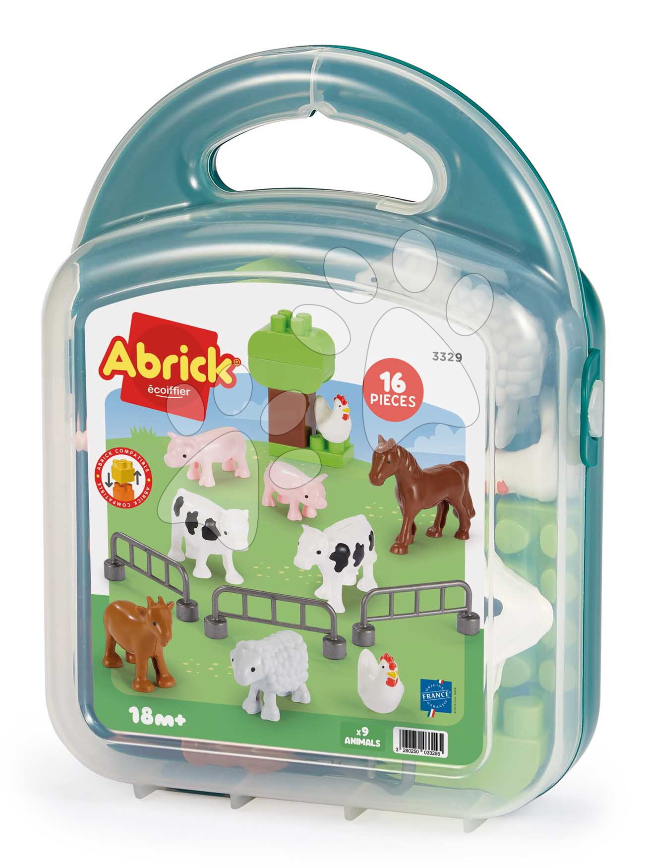 Stavebnica v kufríku Zvieratká Countryside Animals Écoiffier 16 doplnkov od 18 mes