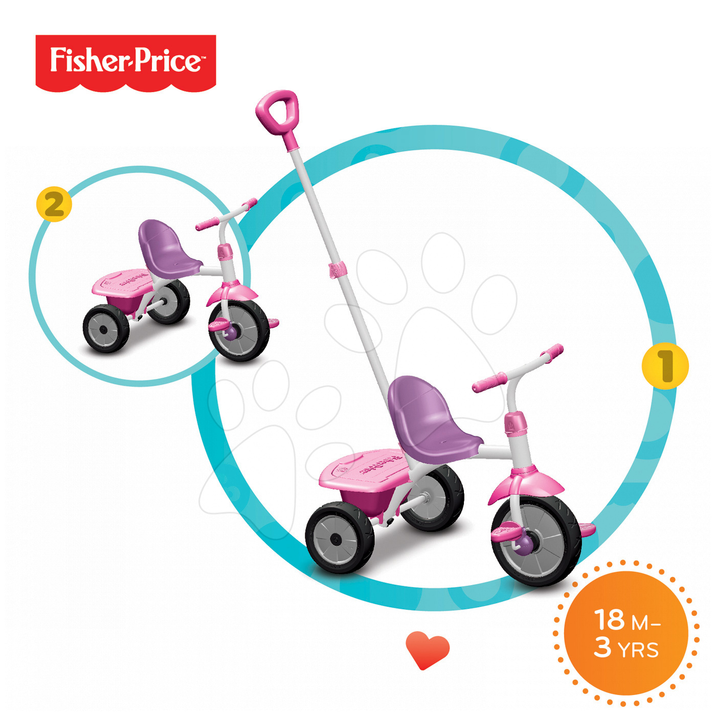Tricikli smarTrike Fisher-Price Glee 3350233 rózsaszín-lila