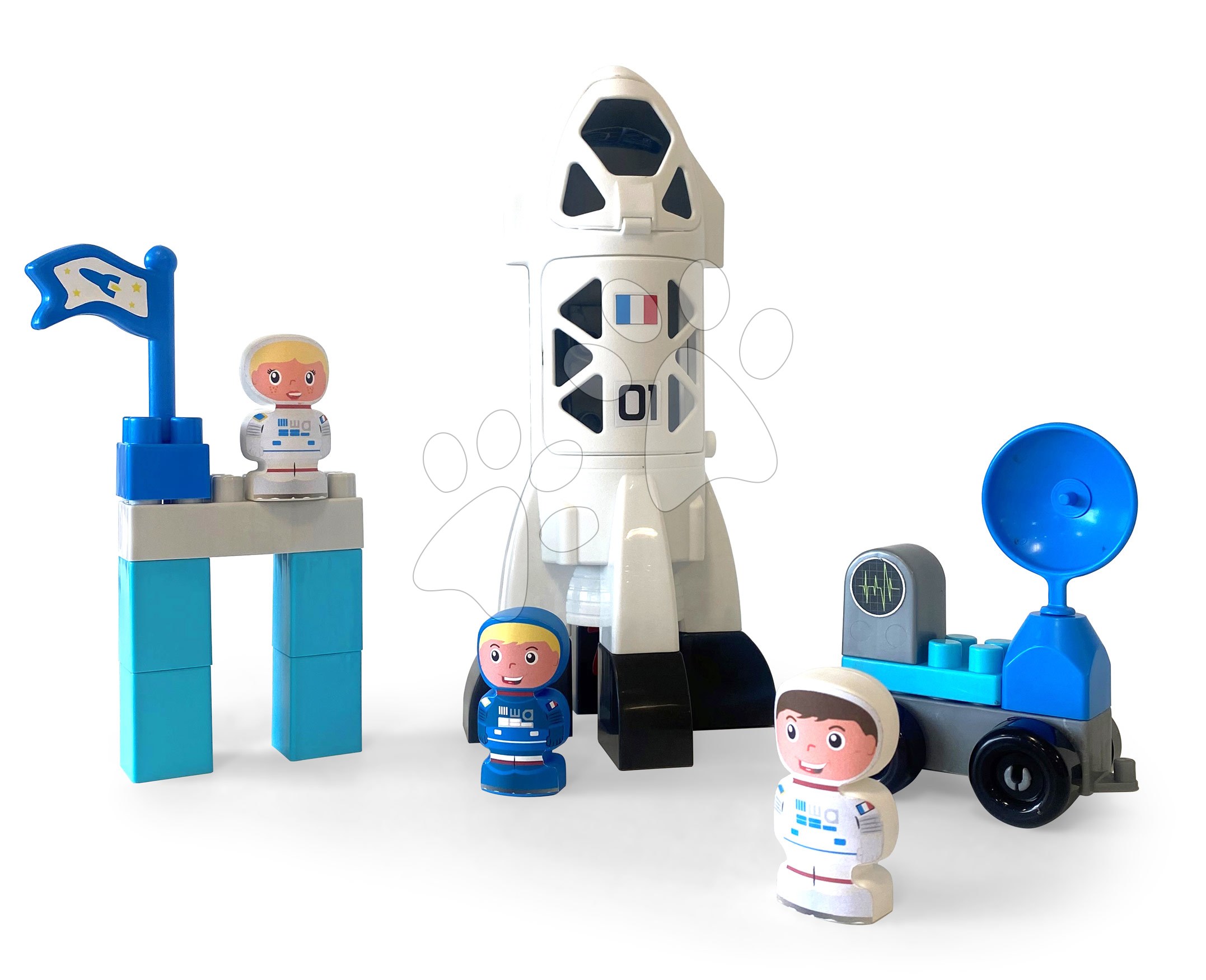 Stavebnice vesmírná loď Abrick Écoiffier s 3 figurkami a autíčkem od 18 měsíců