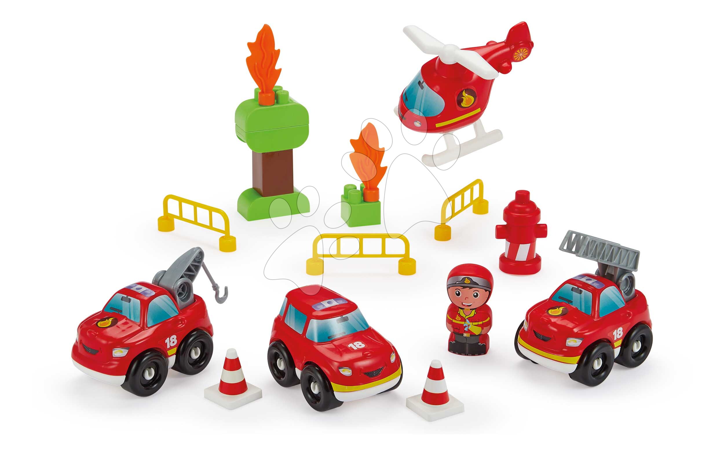 Építőjáték kofferben Tűzoltóság Firefighter Suitcase Abrick Écoiffier 40 kiegészítő figurával és 4 járművel 18 hó-tól