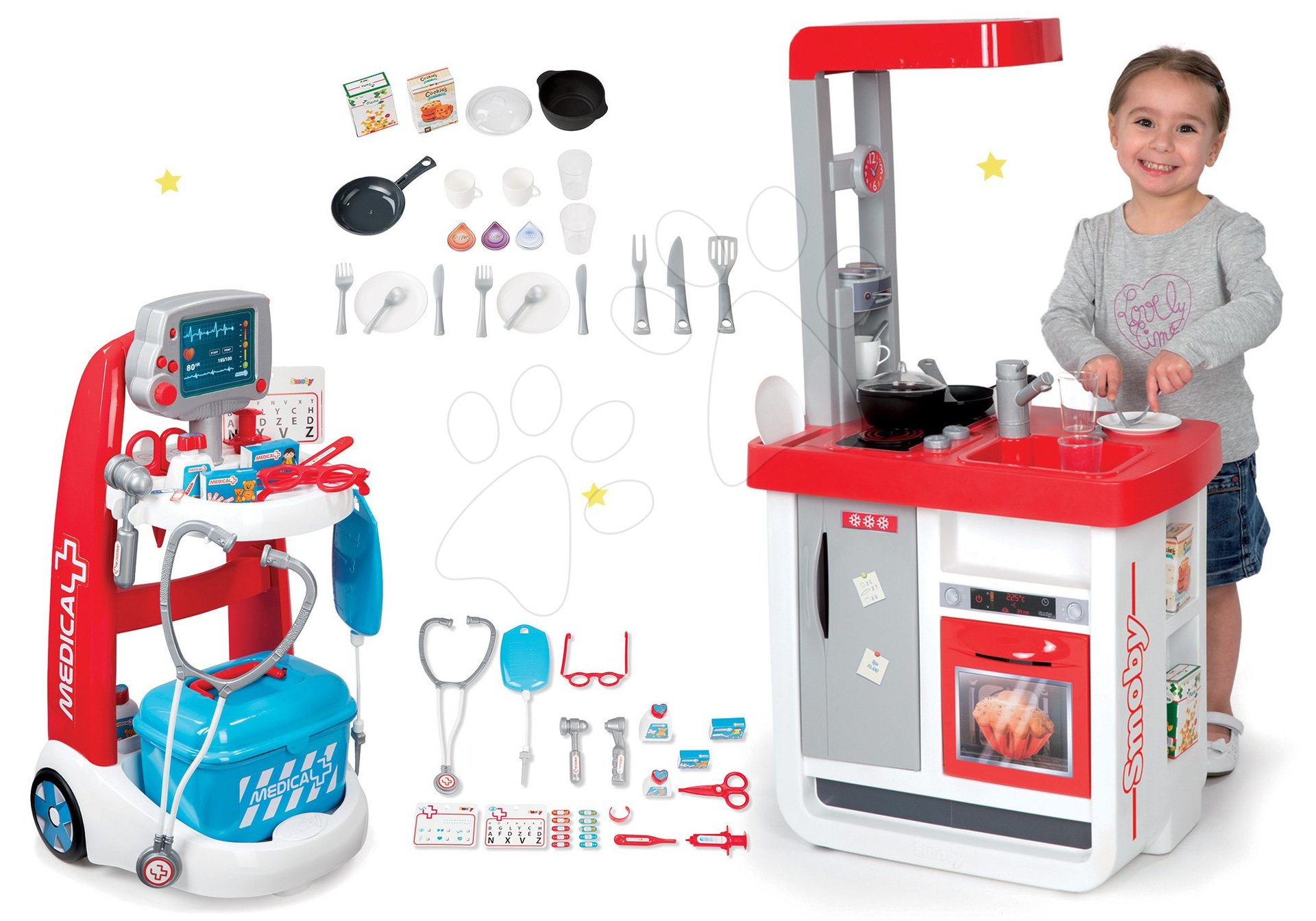 Smoby set lekársky vozík elektronický a kuchynka Bon Appétit 340202-5