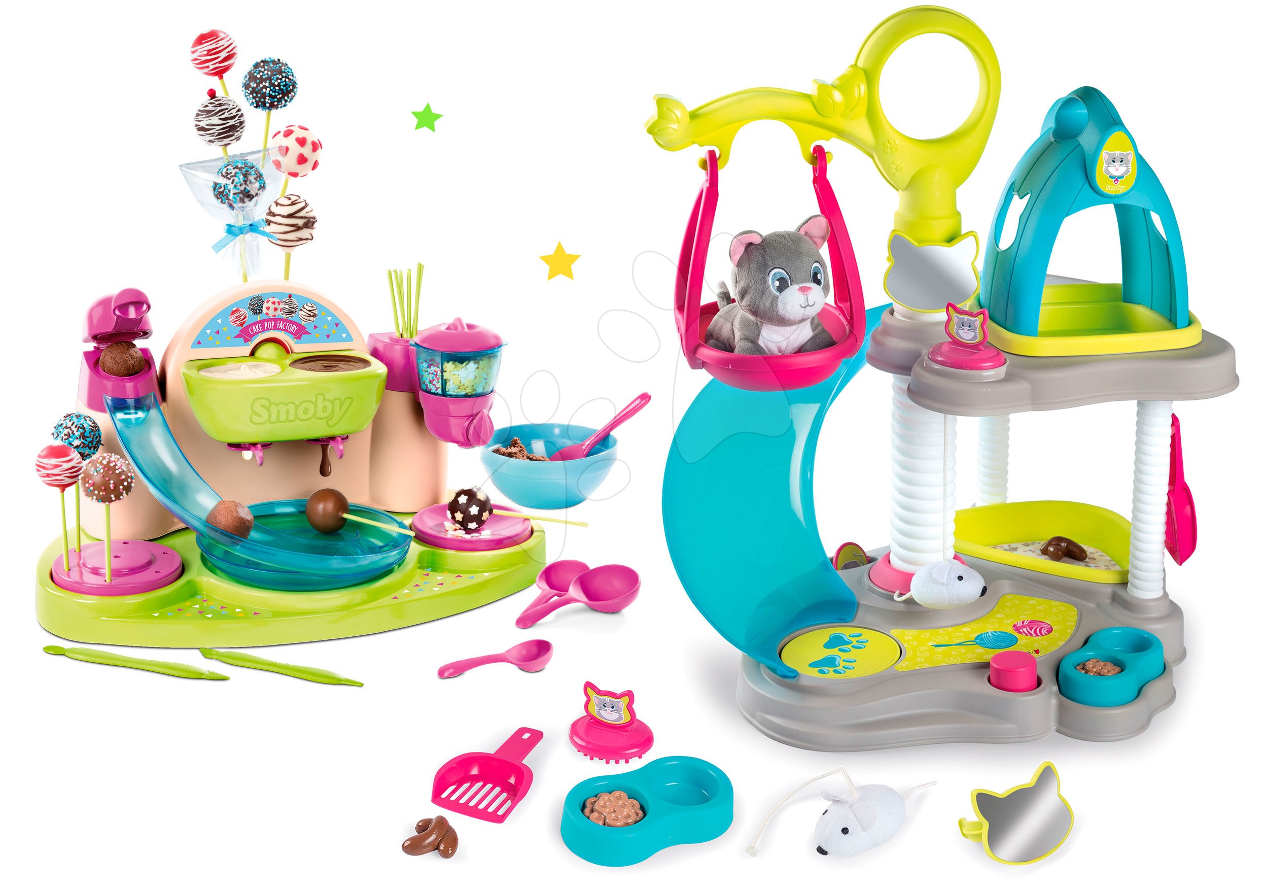 Set domček pre mačičku so zvukom Cat's House Veterinary Smoby a hravá kuchárka Cukráreň na výrobu čokoládových lízaniek