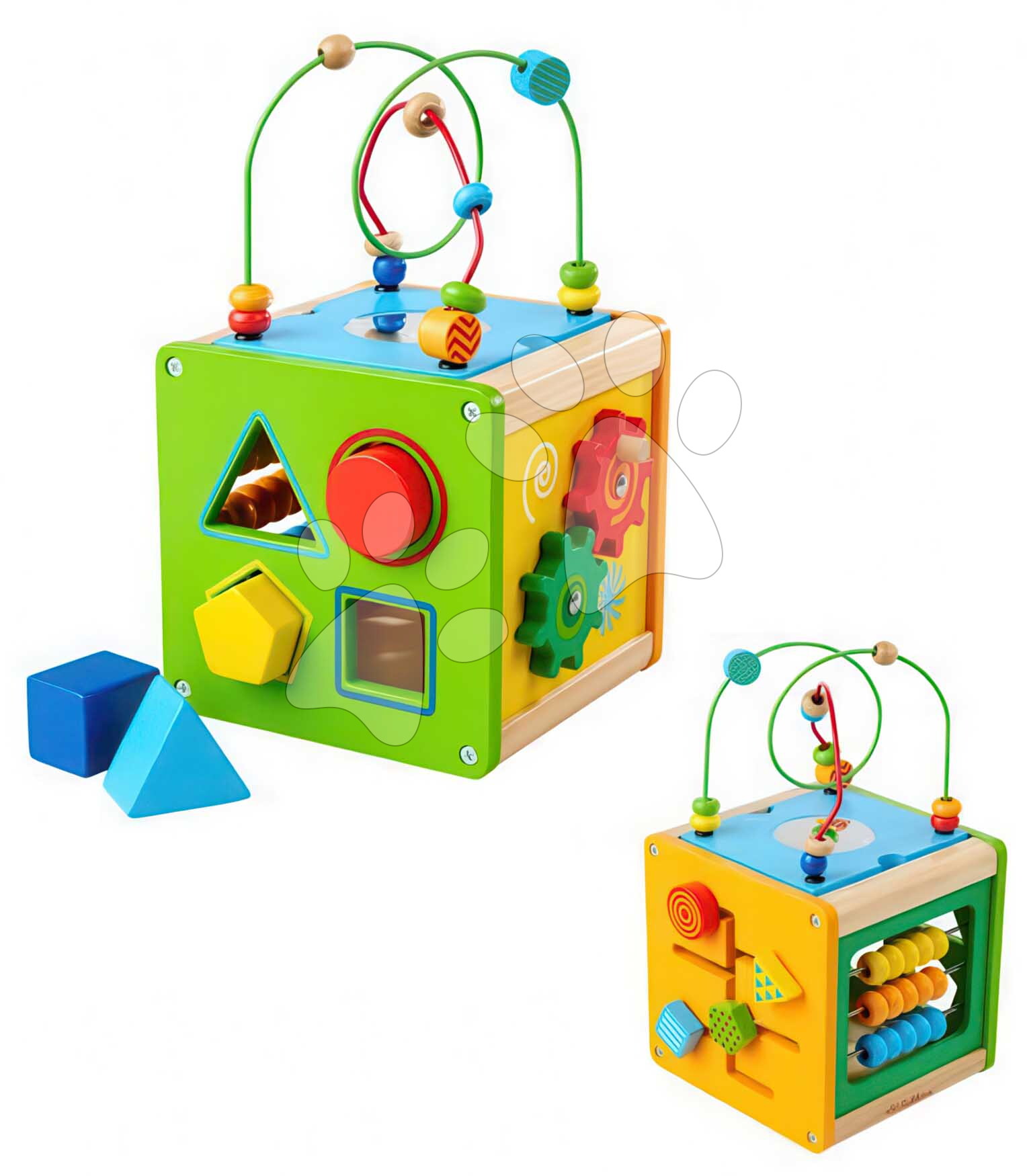 FA KÉSZSÉGFEJLESZTŐ KOCKA PLAY AND LEARNING CUBE EICHHORN FORMAILLESZTŐ KOCKÁKKAL ÉS LABIRINTUSSAL GYÖNGYÖKKEL 12 HÓ-TÓL