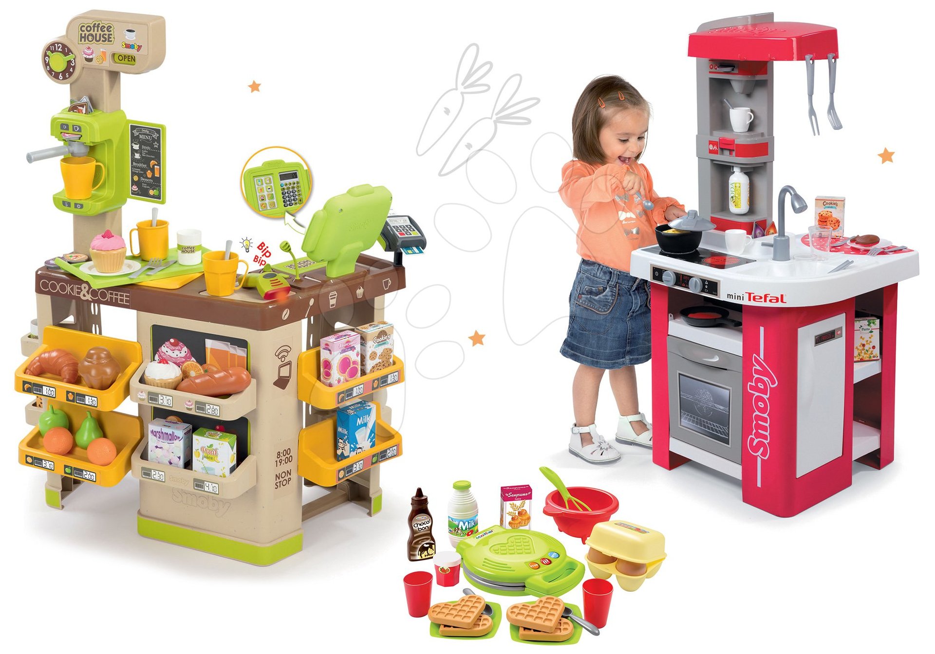 Smoby set kaviareň s Espresso kávovarom a elektronická kuchynka Tefal Studio a vaflovač 350214-3