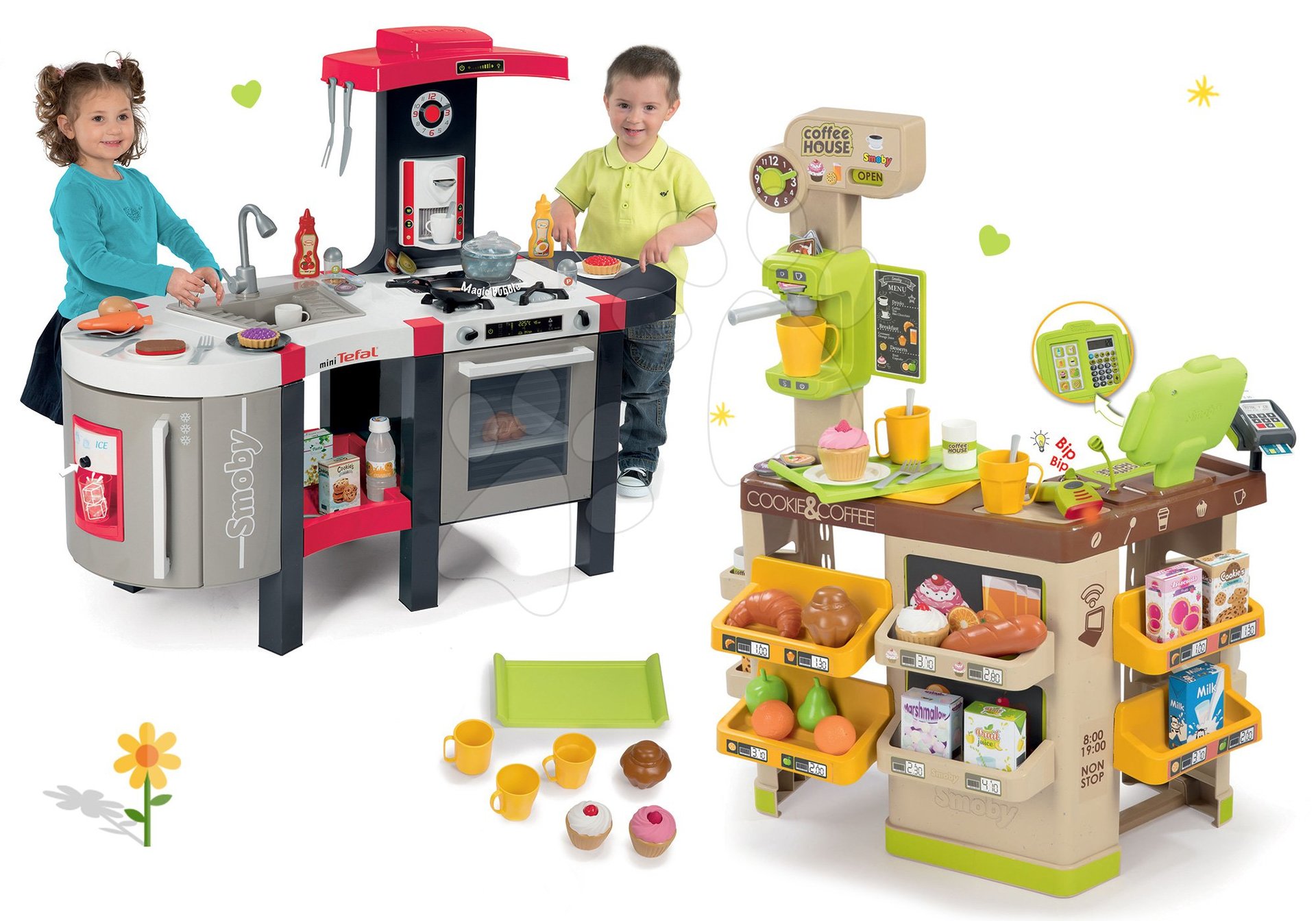 Smoby set kaviareň s Espresso kávovarom a kuchynka Tefal French Touch Bubble 350214-6