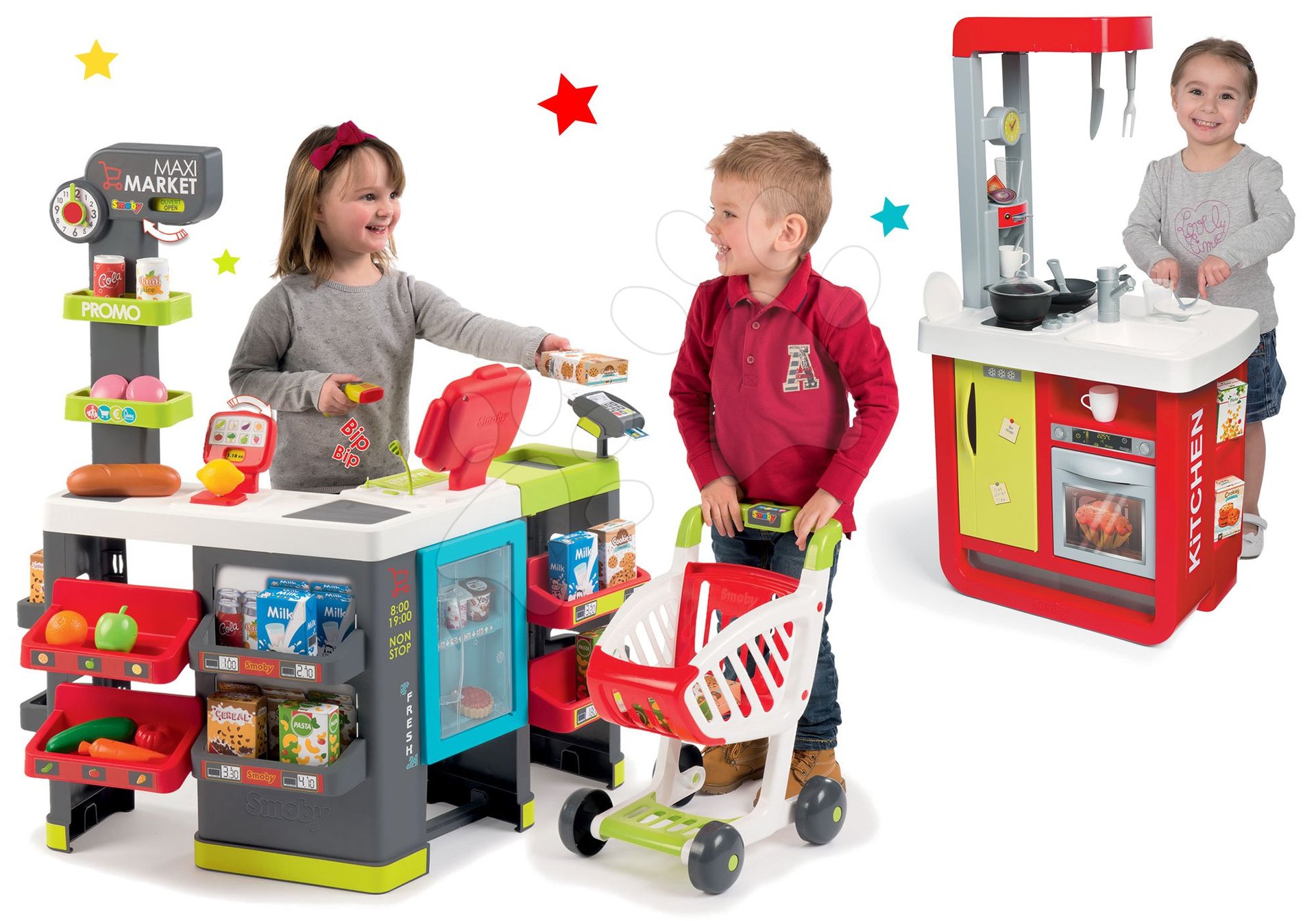 Smoby detský obchod Maxi Market a kuchynka Cherry Special 350215-21