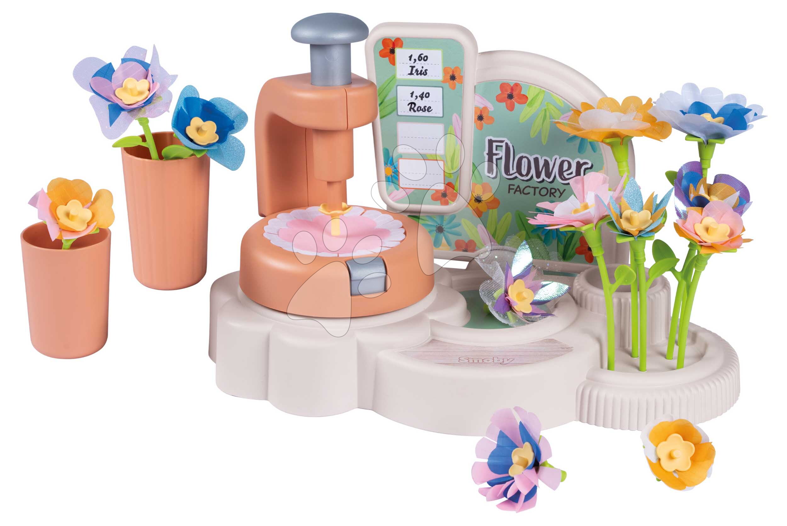 Virágkészítő műhely textil virágokkal Crea My Flower Factory Smoby vázával 102 kiegészítővel