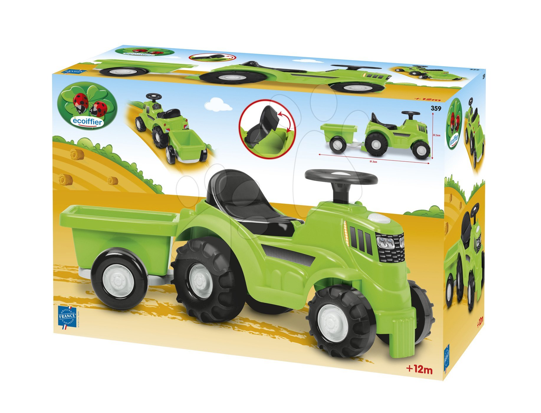 Traktor mit Frontschaufel und Anhänger, Eco Set