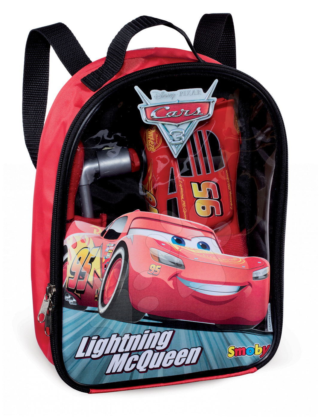 Smoby batoh pro děti s nářadím Auta 3 a skládací autíčko McQueen