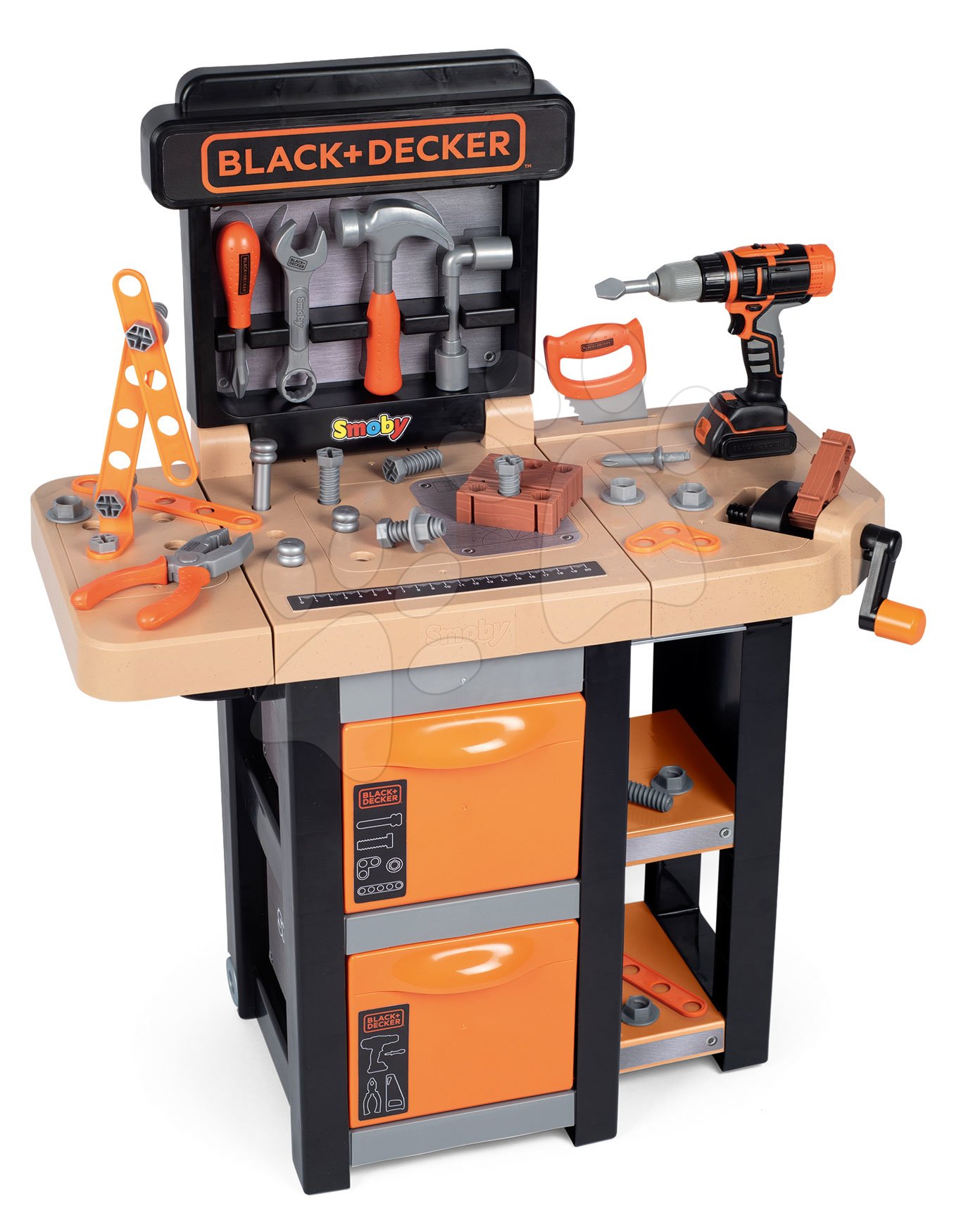 Pracovný stôl Black&Decker Open Bricolo Workbench Smoby skladací s 37 doplnkami