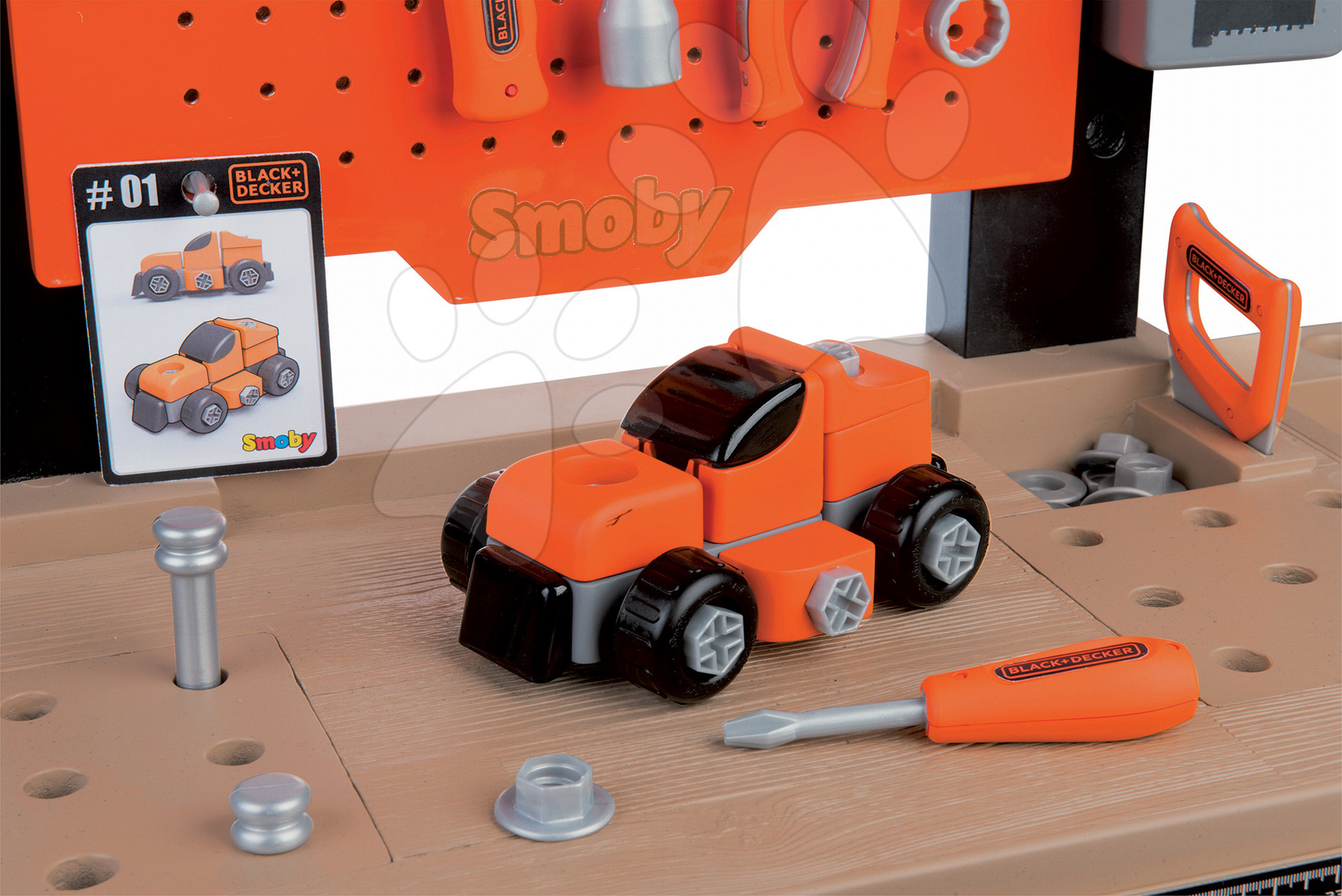 Smoby Black and Decker Kids Builder Workbench Pretend Play Toy Workbench  with Tools