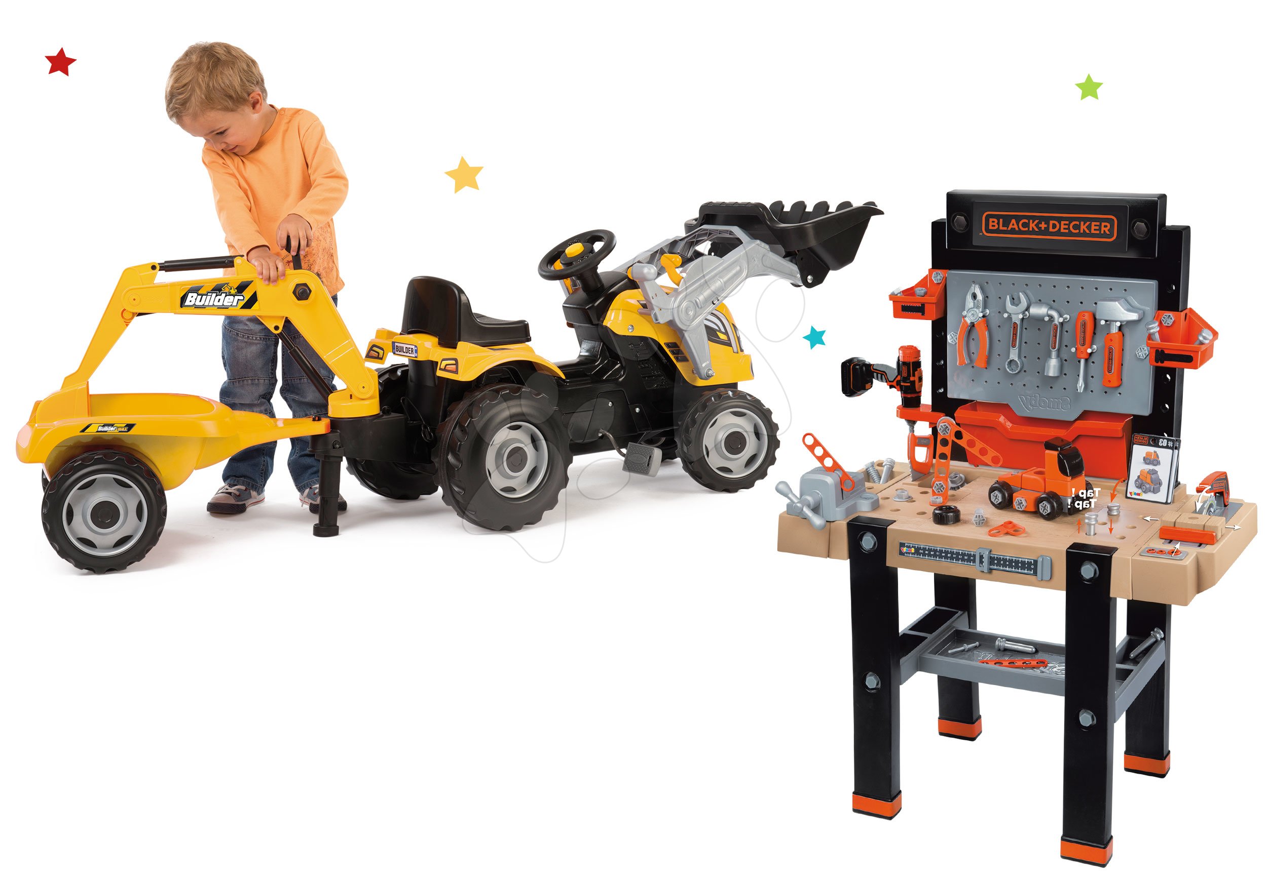 Smoby set dielňa Black+Decker a traktor Builder Max 360702-14