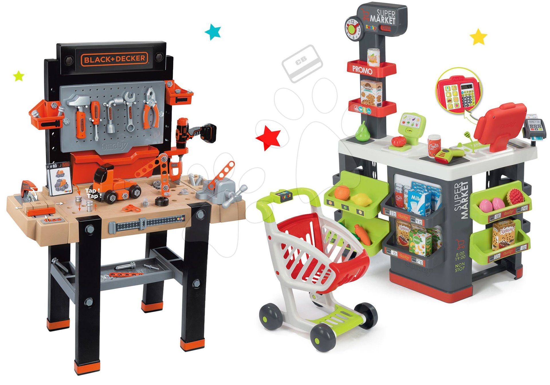 Smoby set dielňa Black+Decker a obchod Supermarket 360702-7