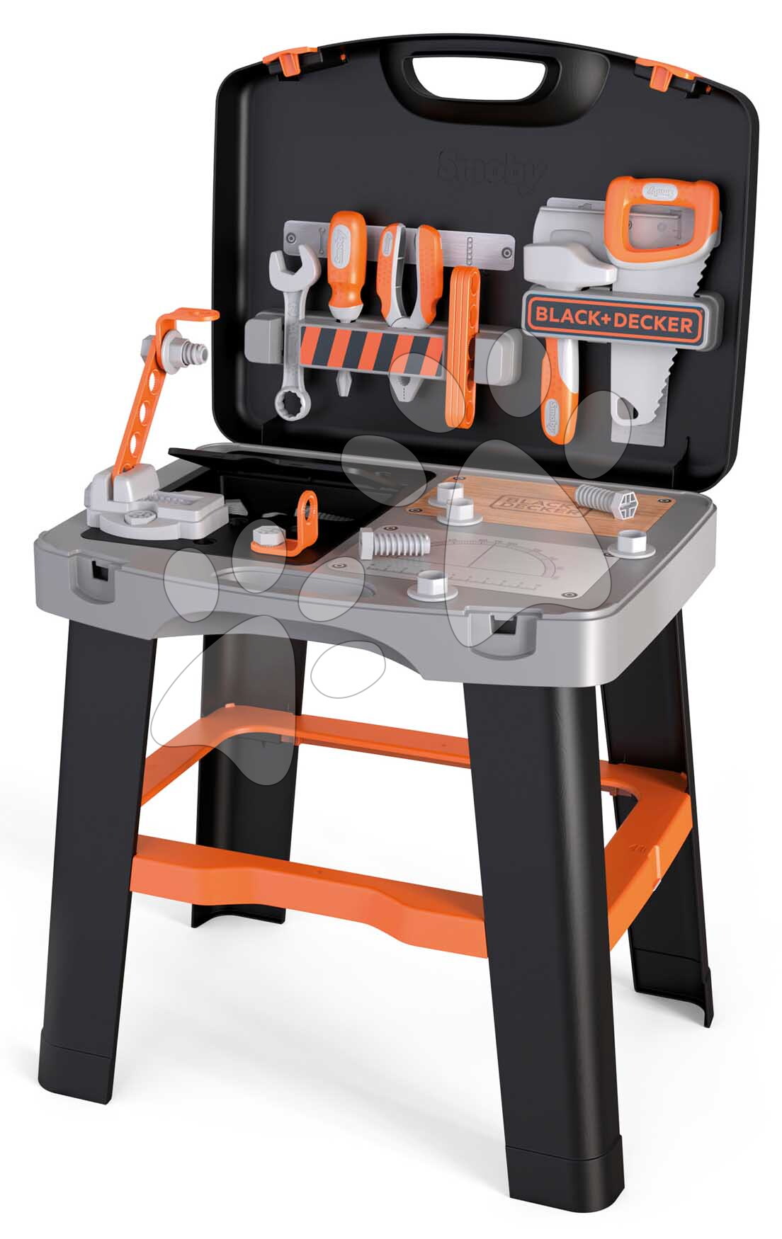 Pracovná dielňa v kufríku Black&Decker Bricolo Smart Smoby so zverákom a pracovným náradím 33 doplnkov