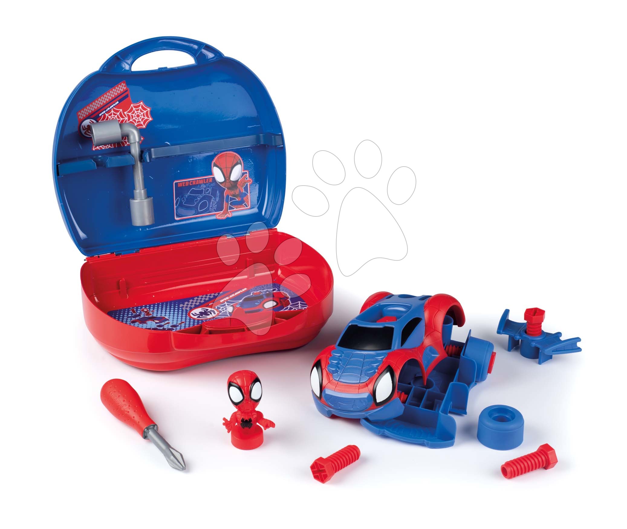 Kufřík s nářadím a autíčkem Spidey Box Spidey Marvel Smoby s figurkou a doplňky