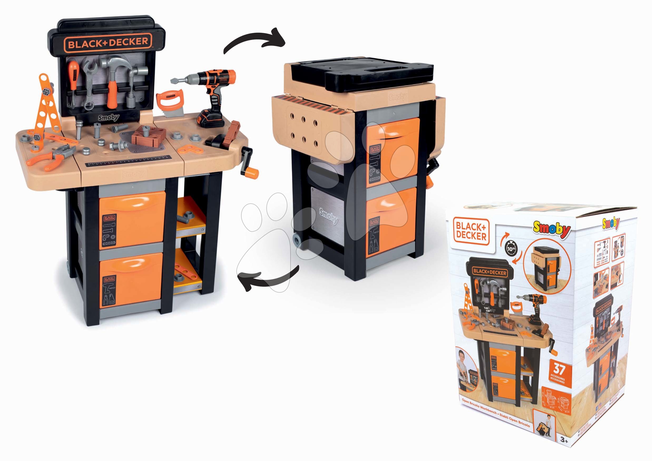 Szerelőműhely Open Bricolo Workbench Black&Decker Smoby 37 kiegészítővel