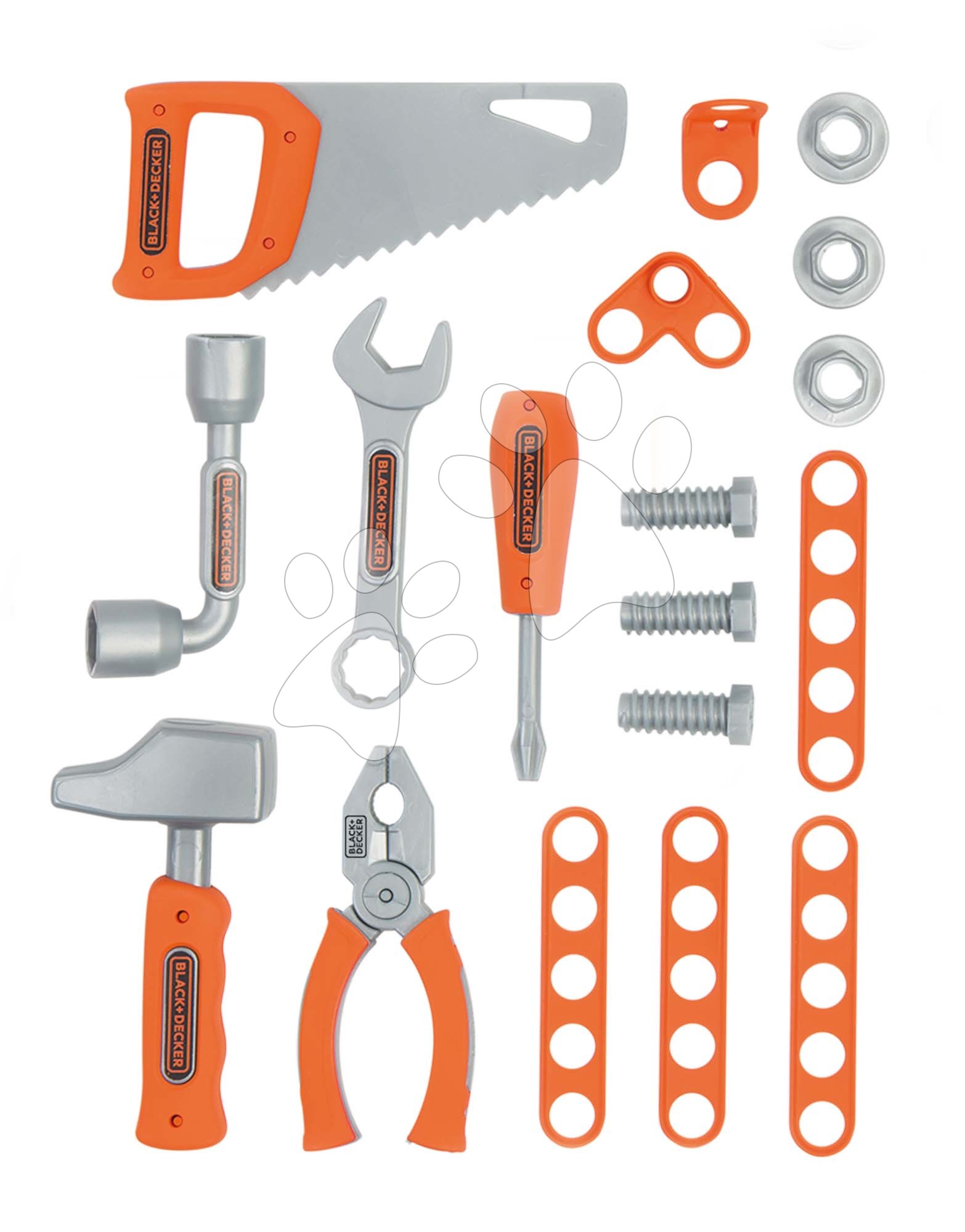 Sada 6 druhů pracovních nástrojů Tools Set Black&Decker Smoby s montážními díly