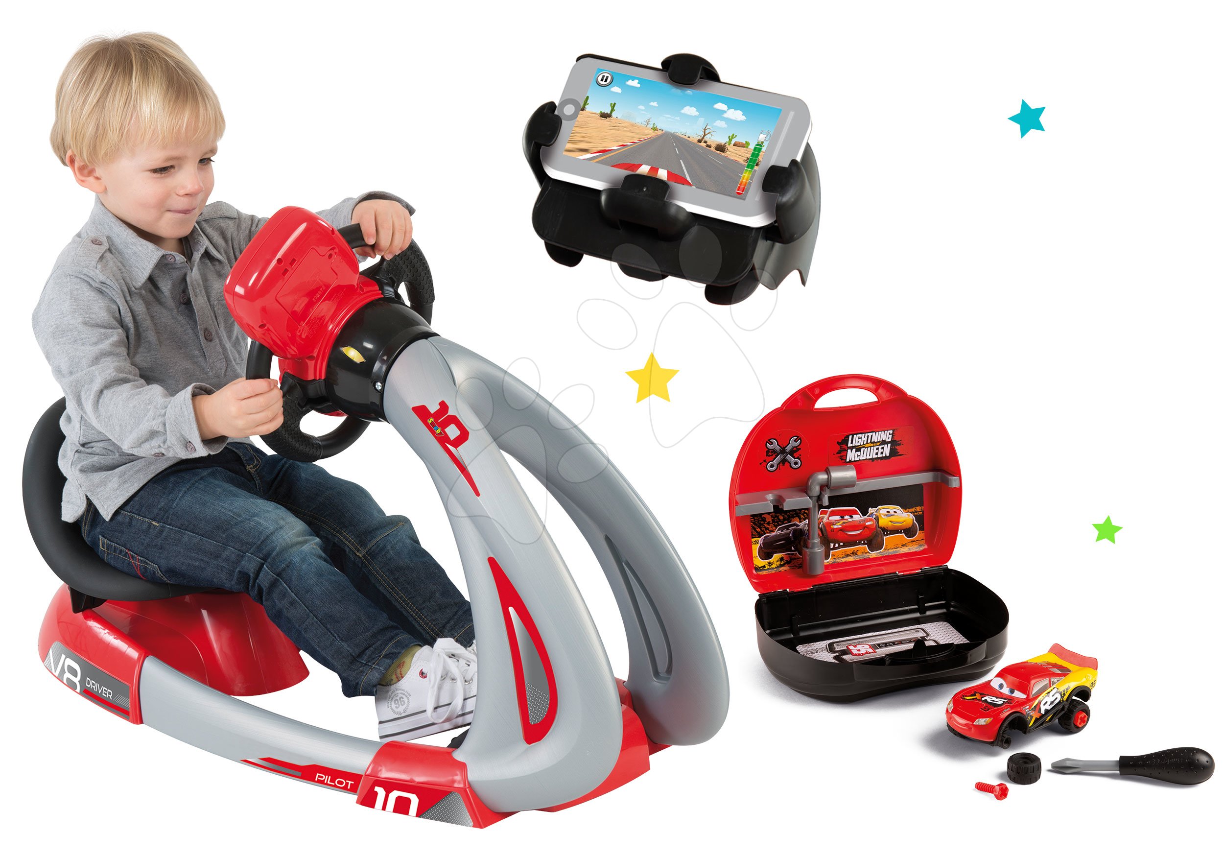 Smoby detský elektronický trenažér V8 Driver a autoservis s autom McQueen 370206-1