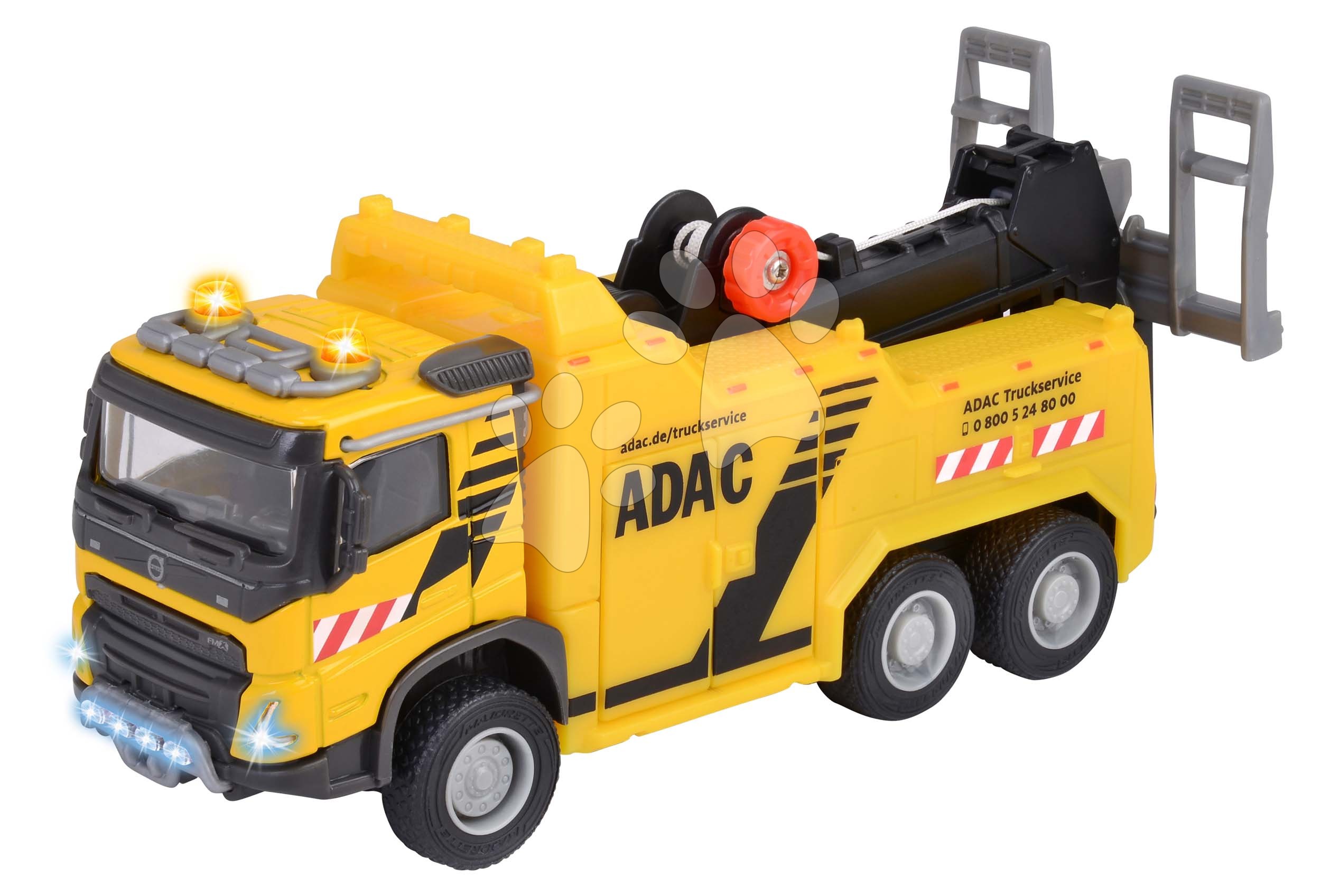 Autíčko odtahové Volvo Truck Abschleppwagen ADAC Majorette kovové se zvukem a světlem délka 20 cm