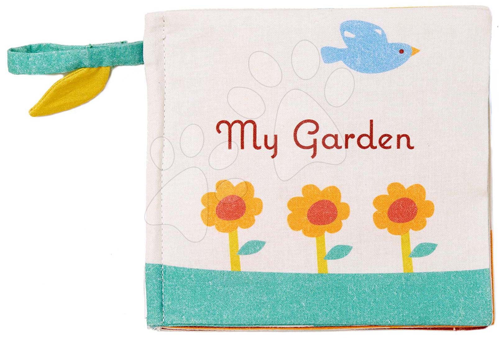 Textil könyvecske My Garden Activity Book ThreadBear állatok a kertben 100% puha pamutból  0 hó-tól