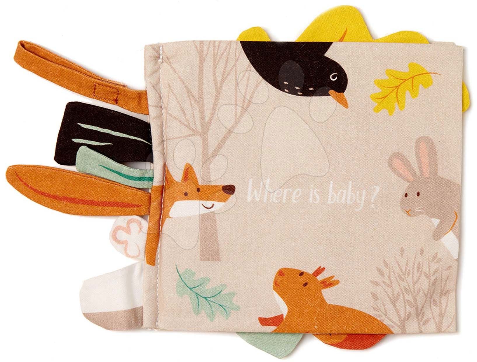 Hračky na maznanie a usínanie - Textilná knižka Where Is Baby Activity Book ThreadBear zvieratká v lese 100% jemná bavlna od 0 mes
