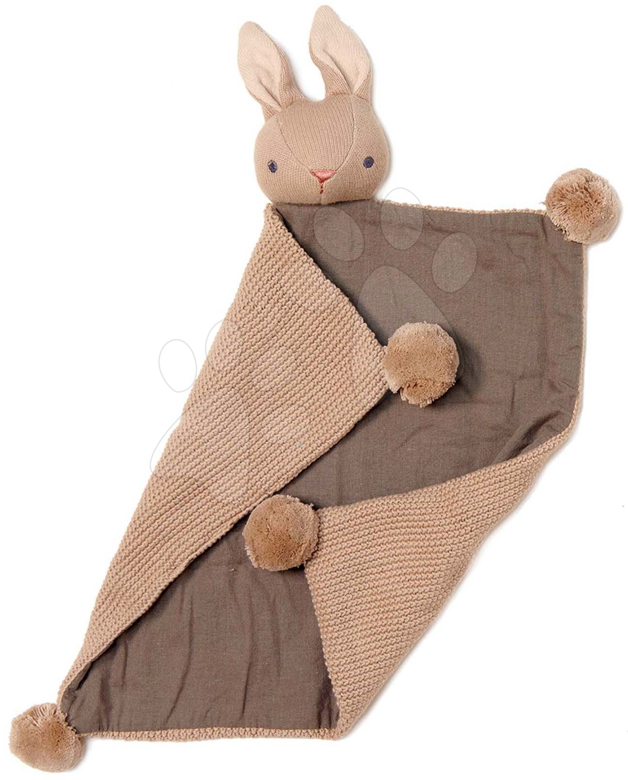 Nyuszi alvókendő dédelgetéshez Baby Threads Taupe Bunny Comforter ThreadBear barna 42 cm pihe-puha pamutból 0 hó-tól