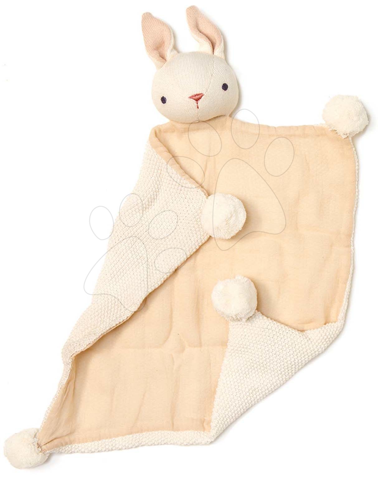 Hračky na maznanie a usínanie - Zajačik pletený na maznanie Baby Threads Cream Bunny Comforter ThreadBear krémový 42 cm z jemnej mäkkej bavlny od 0 mes