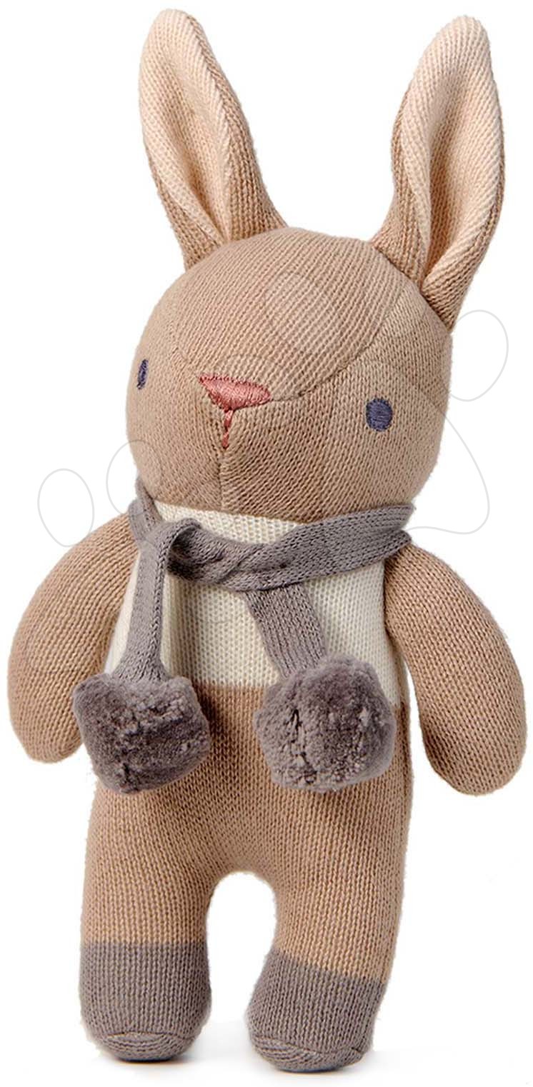 E-shop Bábika pletená zajačik Baby Threads Taupe Bunny Rattle ThreadBear 22 cm hnedá z jemnej mäkkej bavlny od 0 mes