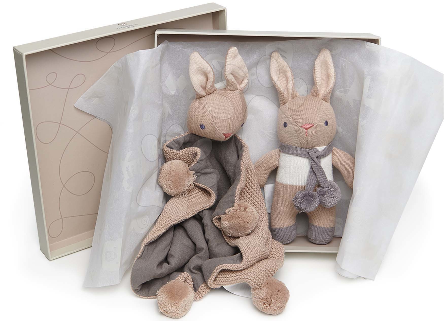 Krpene lutke - Pleteni zečići Baby Threads Taupe Bunny Gift Set ThreadBear smeđi od nježnog i mekog pamuka u poklon pakiranju od 0 mjes
