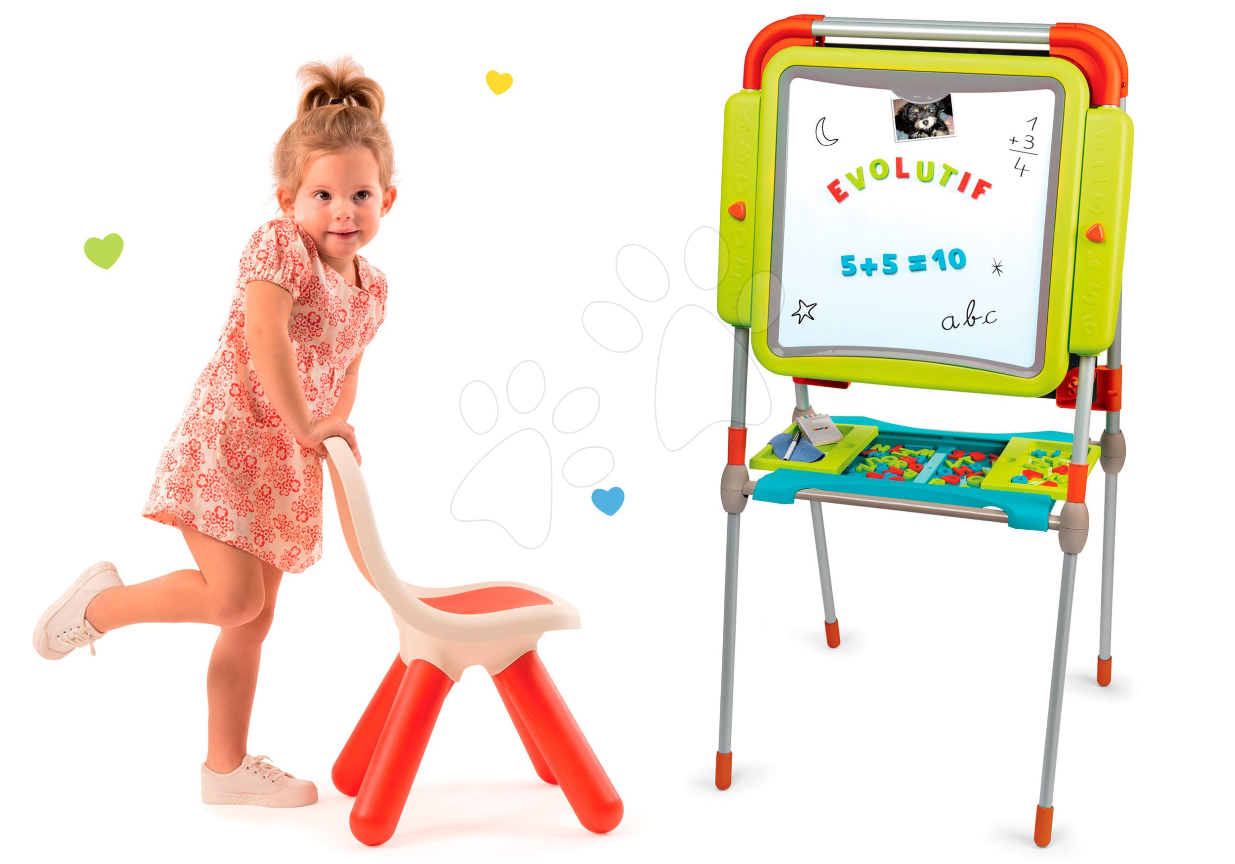 Smoby set školní magnetická tabule a židle KidChair červená 410203-2