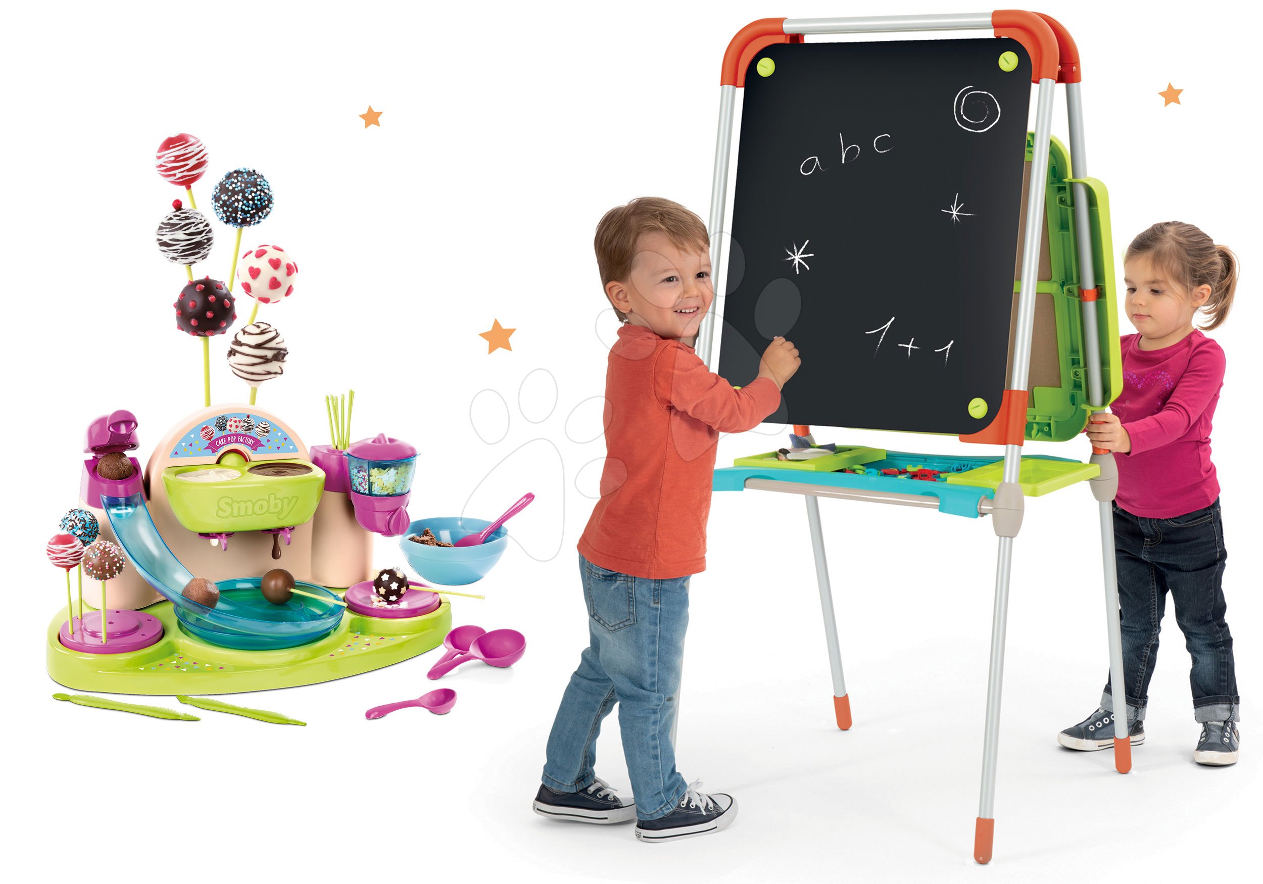 Smoby set školská magnetická tabuľa a Hravá kuchárka Chef Cukráreň na výrobu čokoládových lízaniek 410203-5