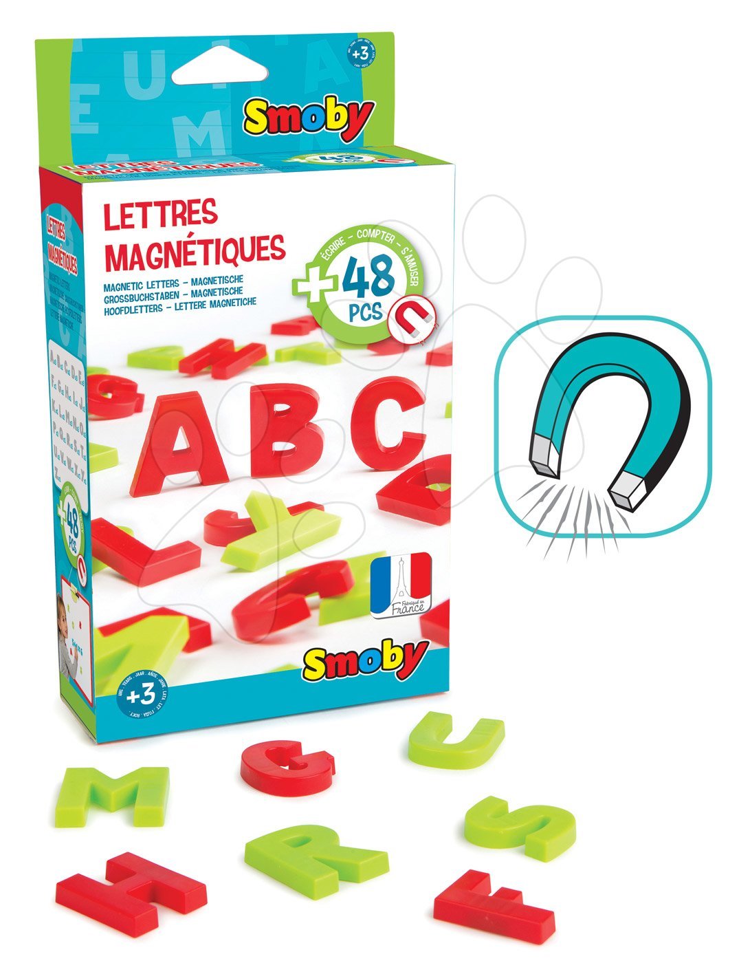 Smoby sada magnetické abecedy 48 kusů 430100 zeleno-červená