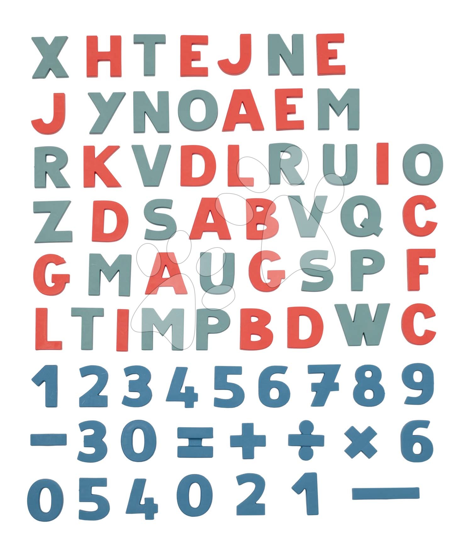 Magnetky pre deti - Magnetické písmenká ABC a Čísla Magnetic Letters&Numbers Smoby so znakmi dvojfarebné 72 kusov
