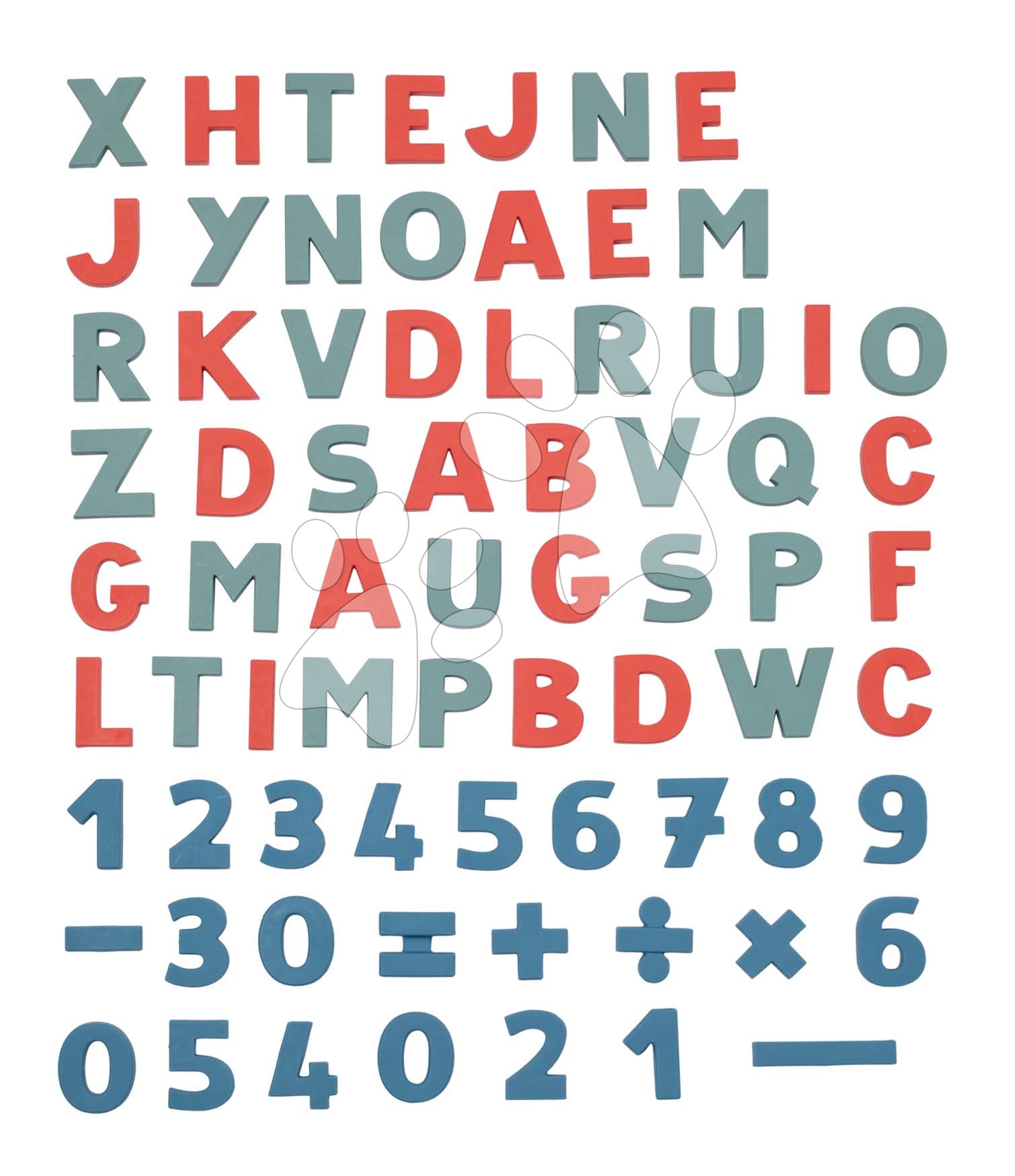 E-shop Magnetické písmenká ABC a Čísla Magnetic Letters&Numbers Smoby so znakmi dvojfarebné 72 kusov