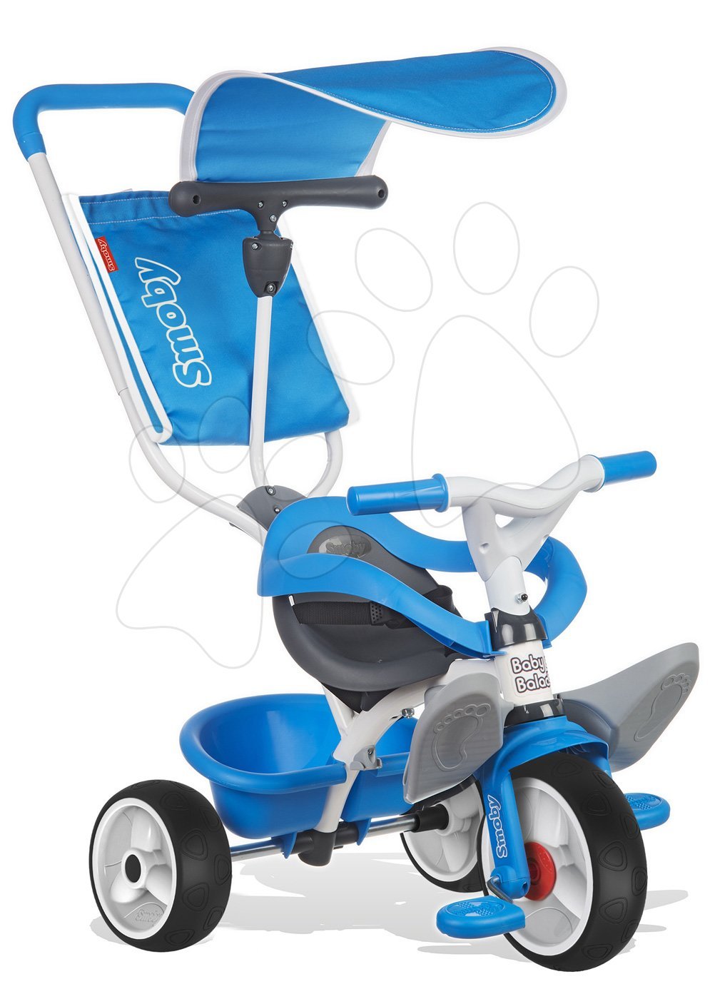 E-shop Smoby detská trojkolka s ohrádkou Baby Balade Blue 444208 modro-biela