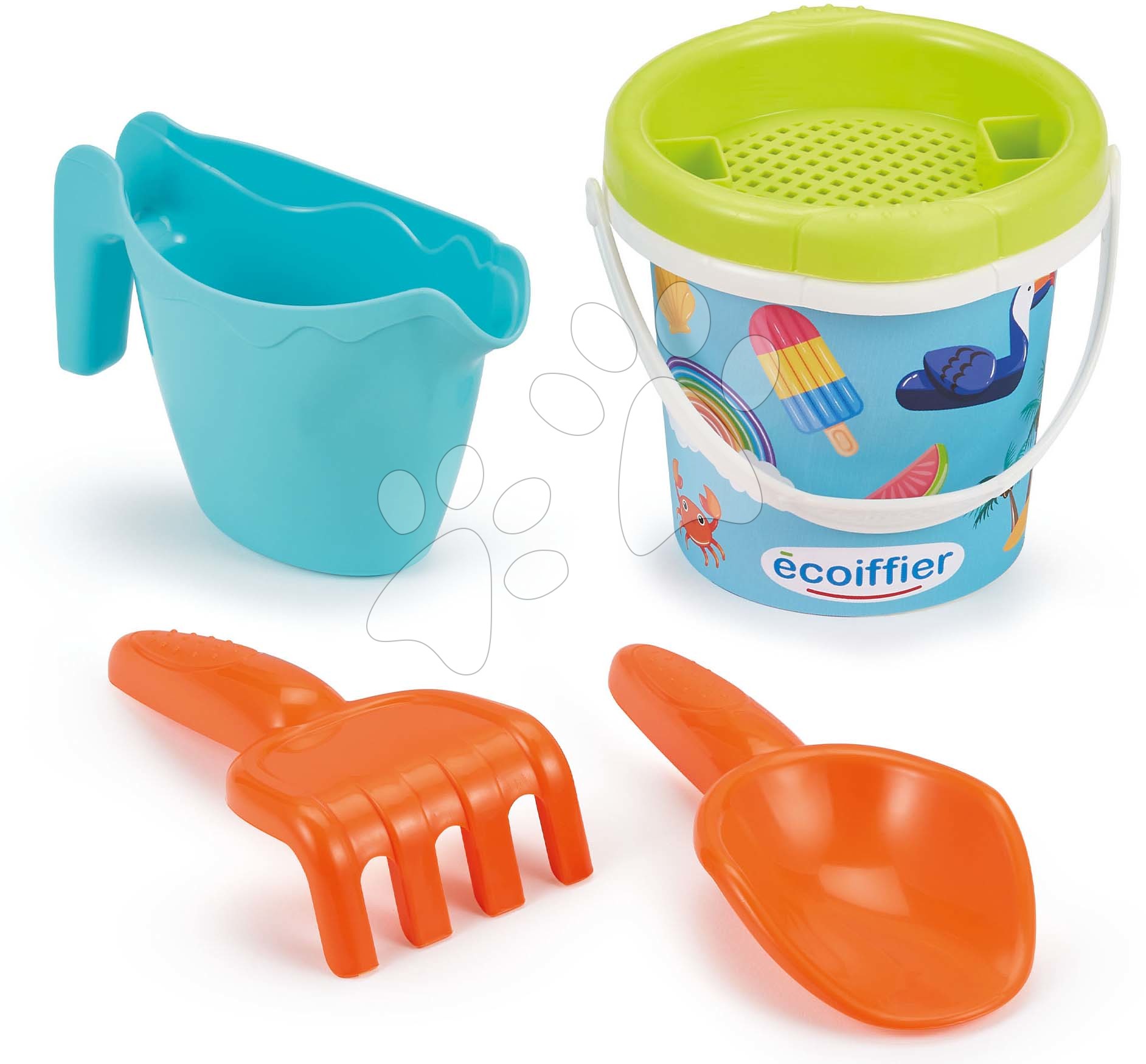 Kbelík set Holidays Bucket 12 cm Écoiffier zmrzlina a prázdniny 5 ks od 18 měsíců