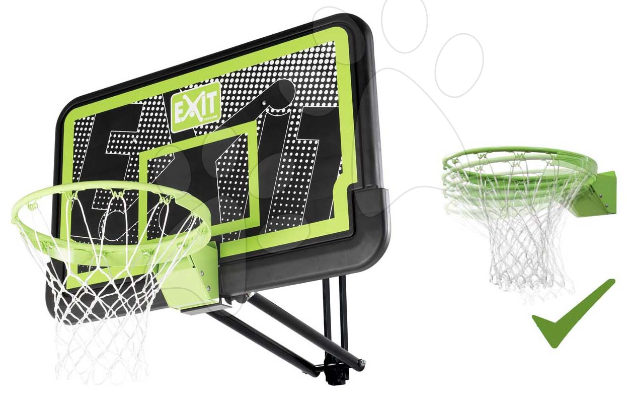 Basketbalová konstrukce s deskou a flexibilním košem Galaxy wall mount system black edition Exit Toys ocelová uchycení na zeď nastavitelná výška