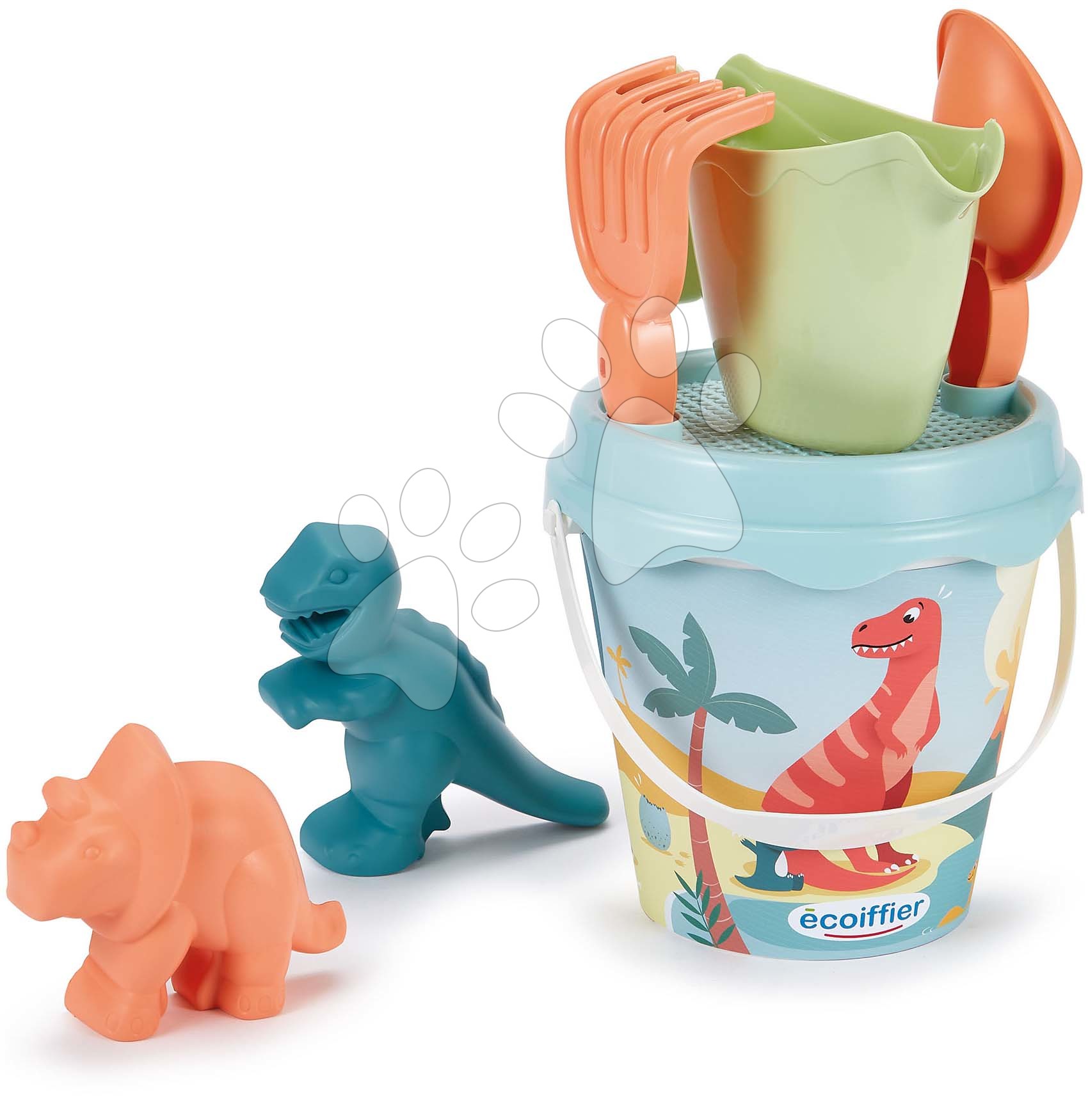 Vödör szett Dino Bucket 17 cm Écoiffier 2 dínó homokozó forma 6 drb 18 hó-tól